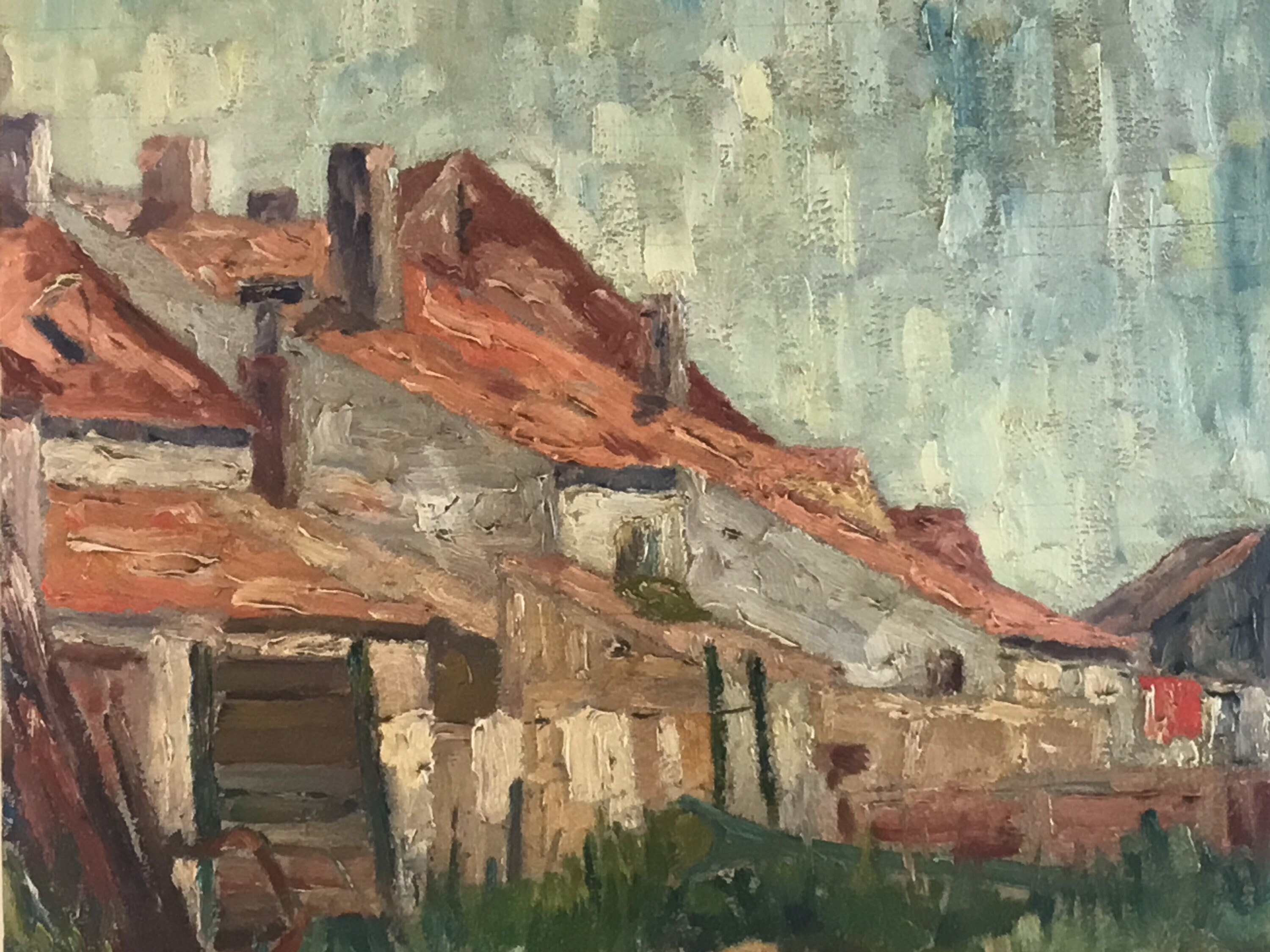 Vintage Painting | Mathys 1940s Country Houses, Belgian French Impressionist Landscape — photo 4 of 11