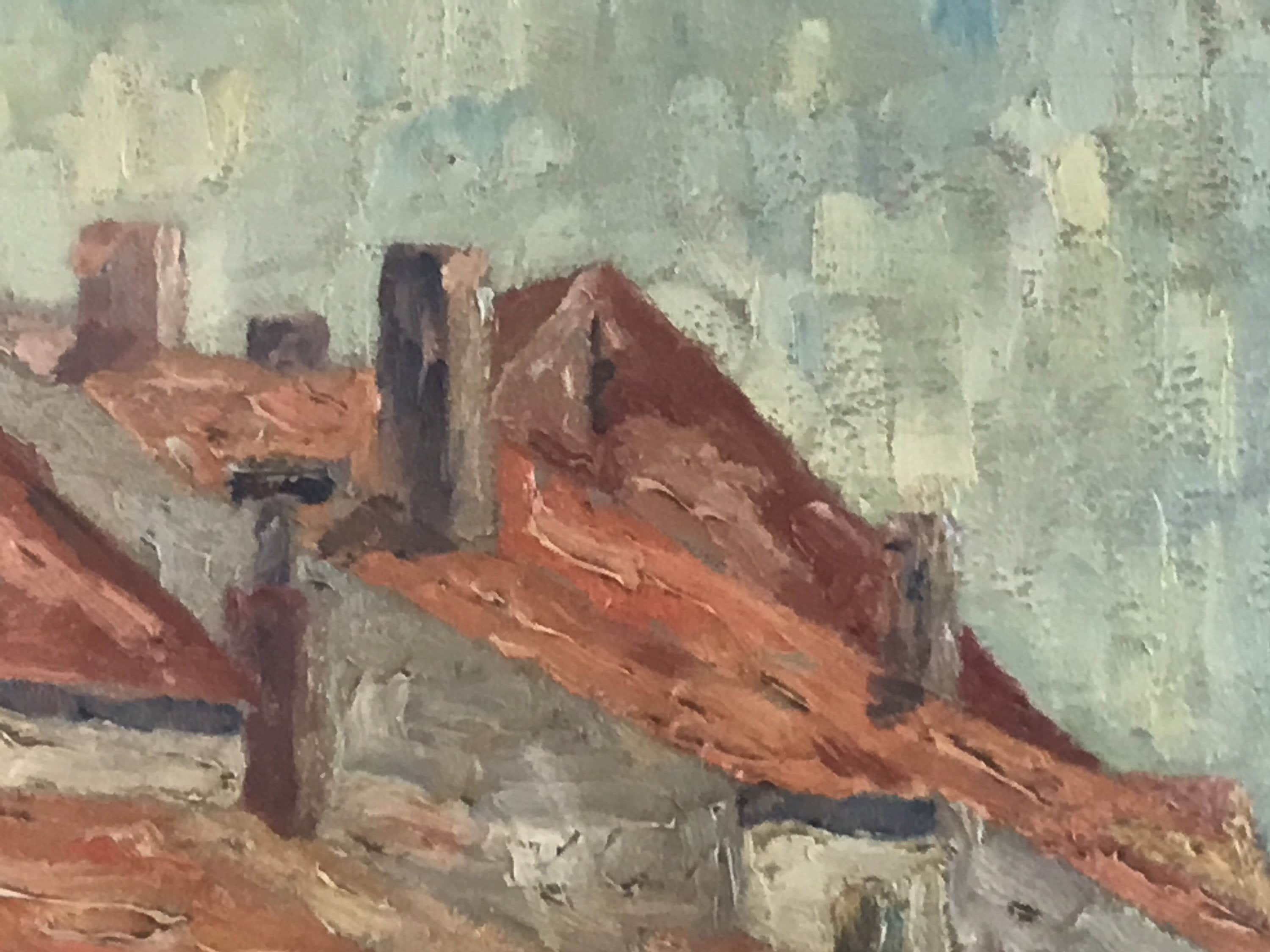 Vintage Painting | Mathys 1940s Country Houses, Belgian French Impressionist Landscape — photo 8 of 11