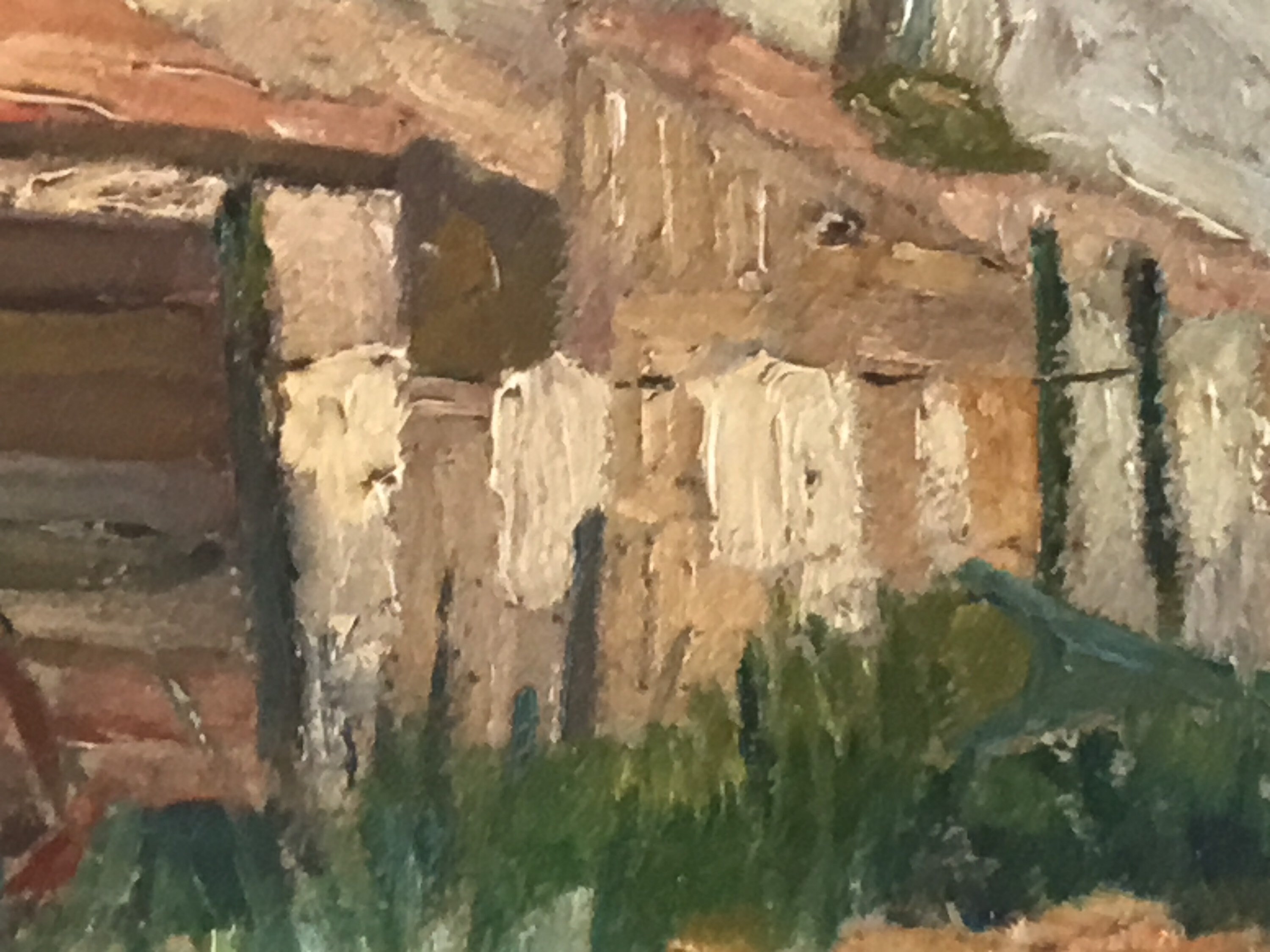 Vintage Painting | Mathys 1940s Country Houses, Belgian French Impressionist Landscape — photo 9 of 11