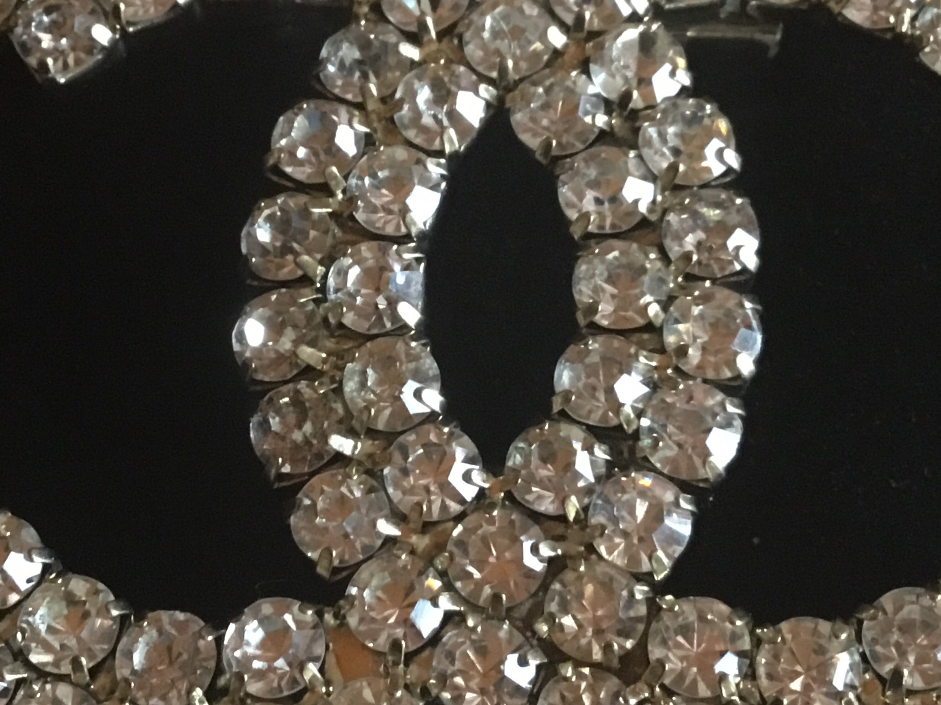 Vintage Jewelry | 1950s  Large Chanel Logo Brooch With Rhinestones Made In France — photo 7 of 9
