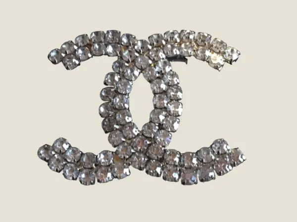 Vintage Jewelry | 1950s  Large Chanel Logo Brooch With Rhinestones Made In France