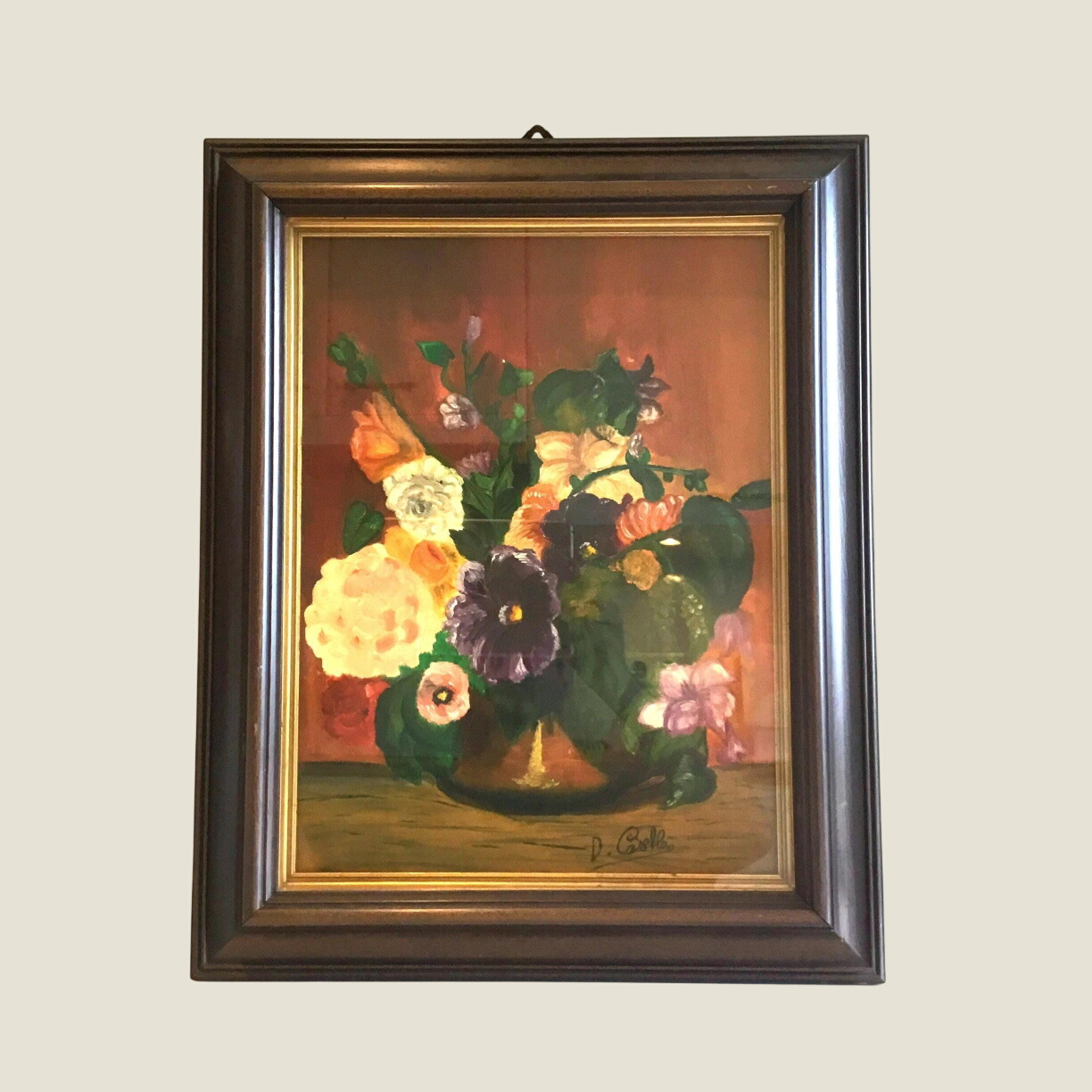 Oil Painting | Diego Casella-Pc-1954 Floral Still Life, Guarantee Certificate 1970s