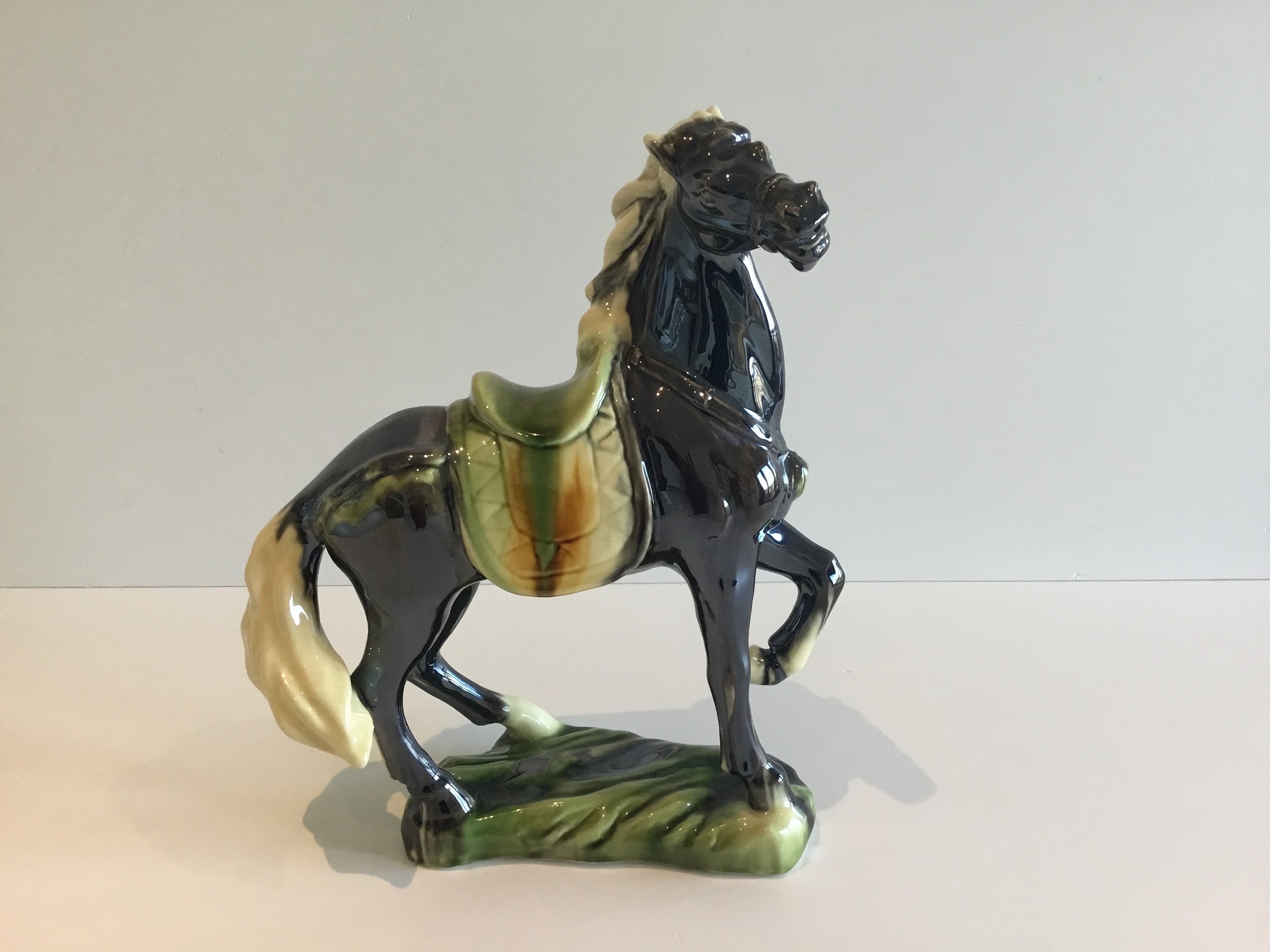 Vintage Porcelain Horse | 1970s Hand-Painted Figurine, Large Ceramic Sculpture — photo 2 of 9