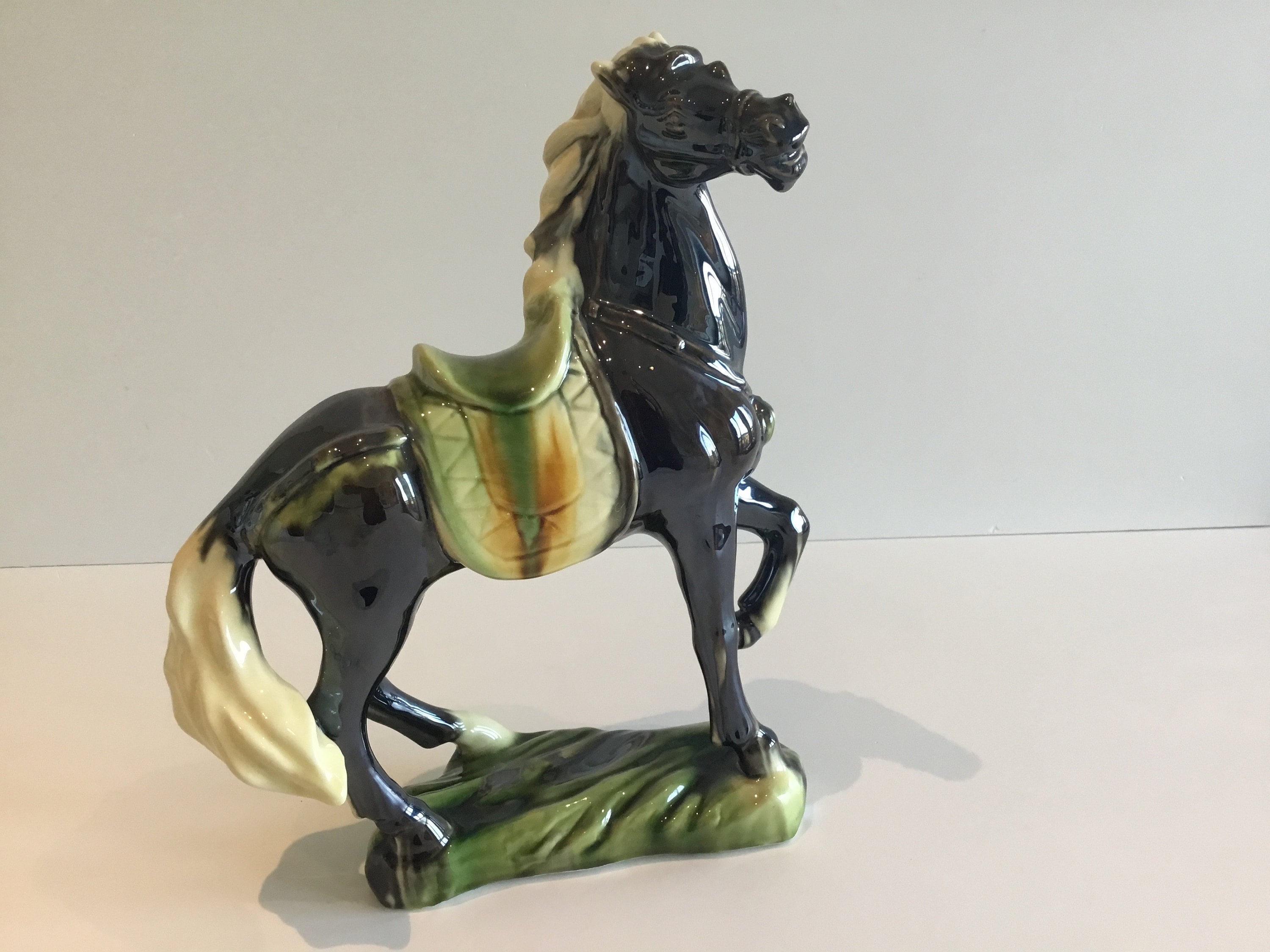 Vintage Porcelain Horse | 1970s Hand-Painted Figurine, Large Ceramic Sculpture — photo 3 of 9
