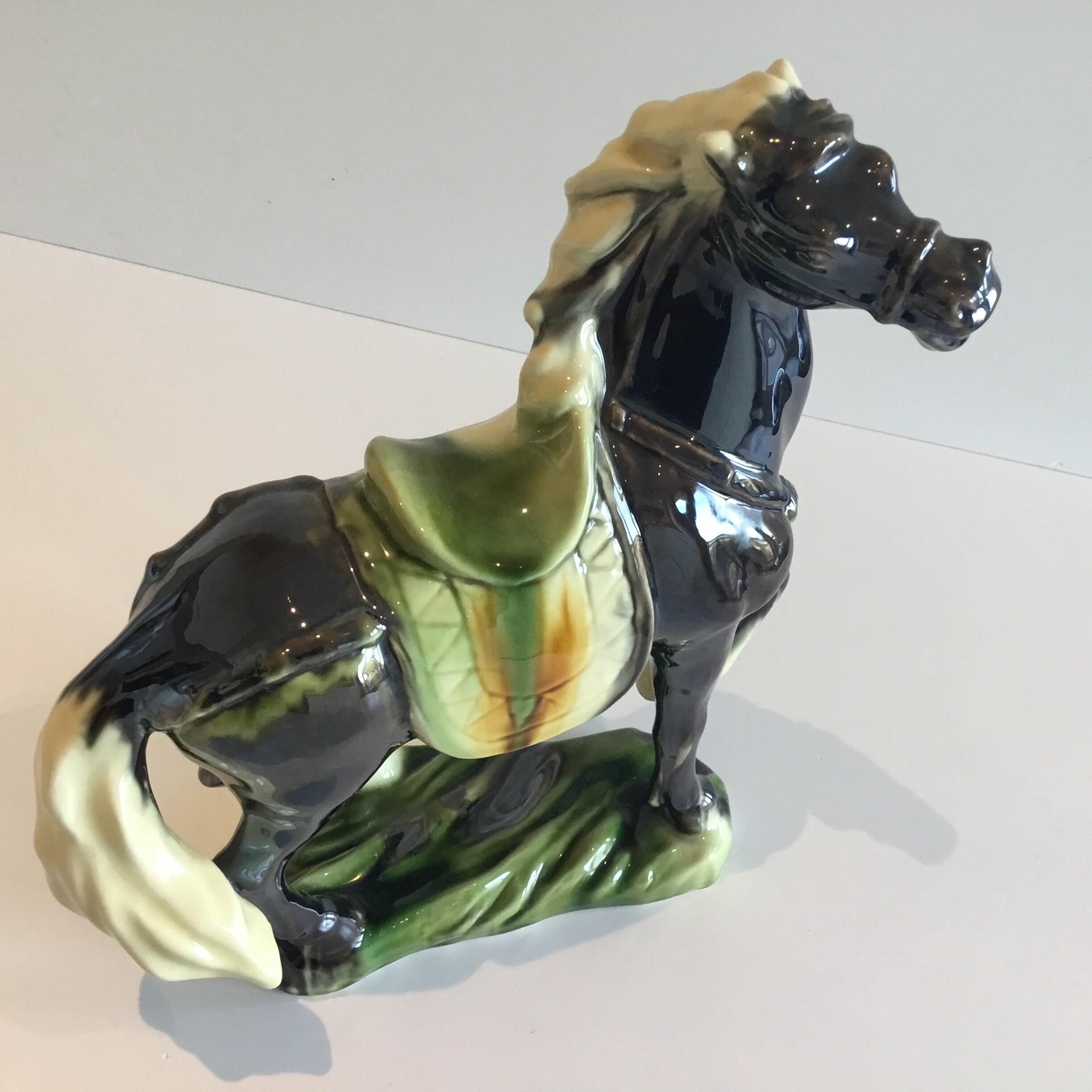 Vintage Porcelain Horse | 1970s Hand-Painted Figurine, Large Ceramic Sculpture — photo 5 of 9
