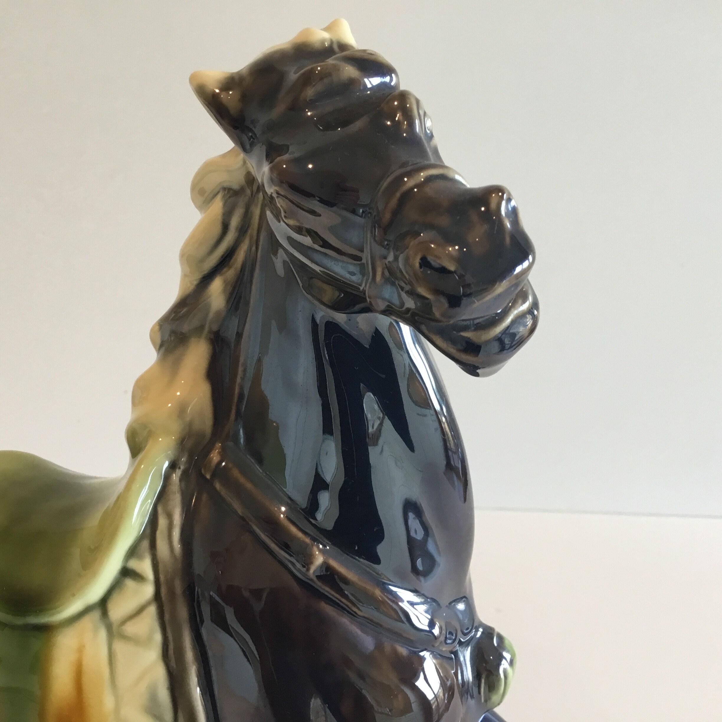 Vintage Porcelain Horse | 1970s Hand-Painted Figurine, Large Ceramic Sculpture — photo 6 of 9