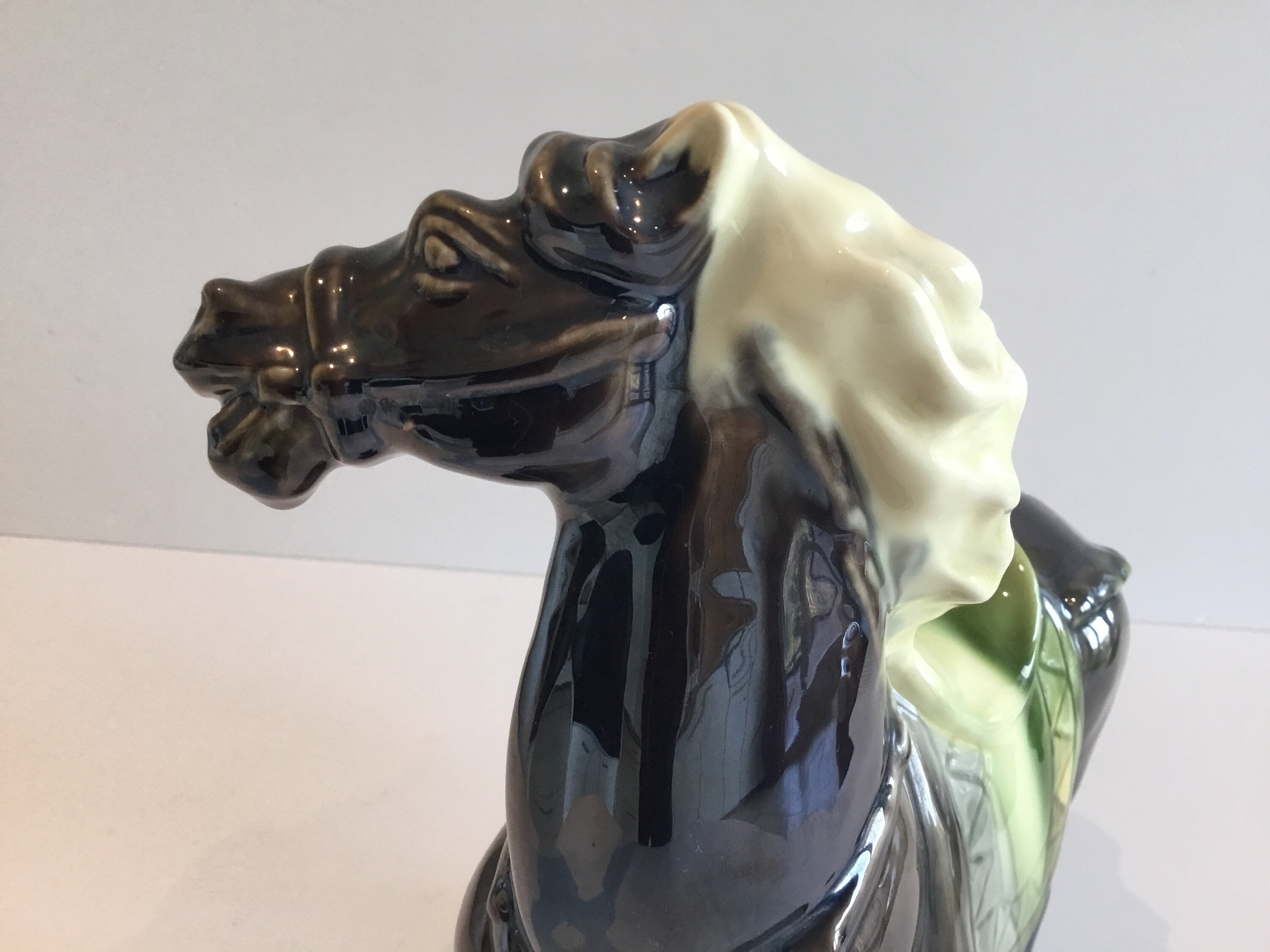 Vintage Porcelain Horse | 1970s Hand-Painted Figurine, Large Ceramic Sculpture — photo 8 of 9