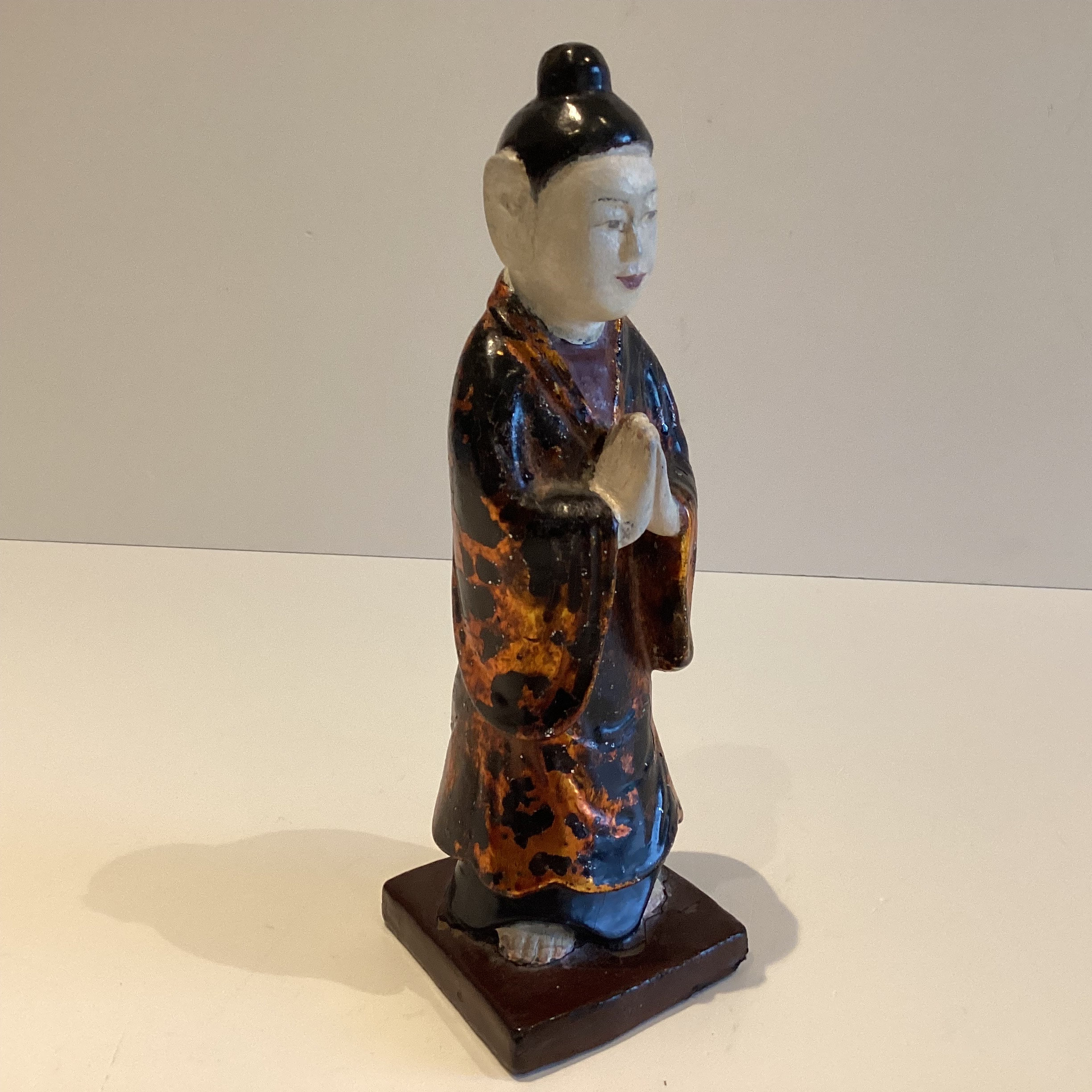Antique Chinese Sculpture | Late 1800s Qing Dynasty Wooden Figurine — photo 3 of 8