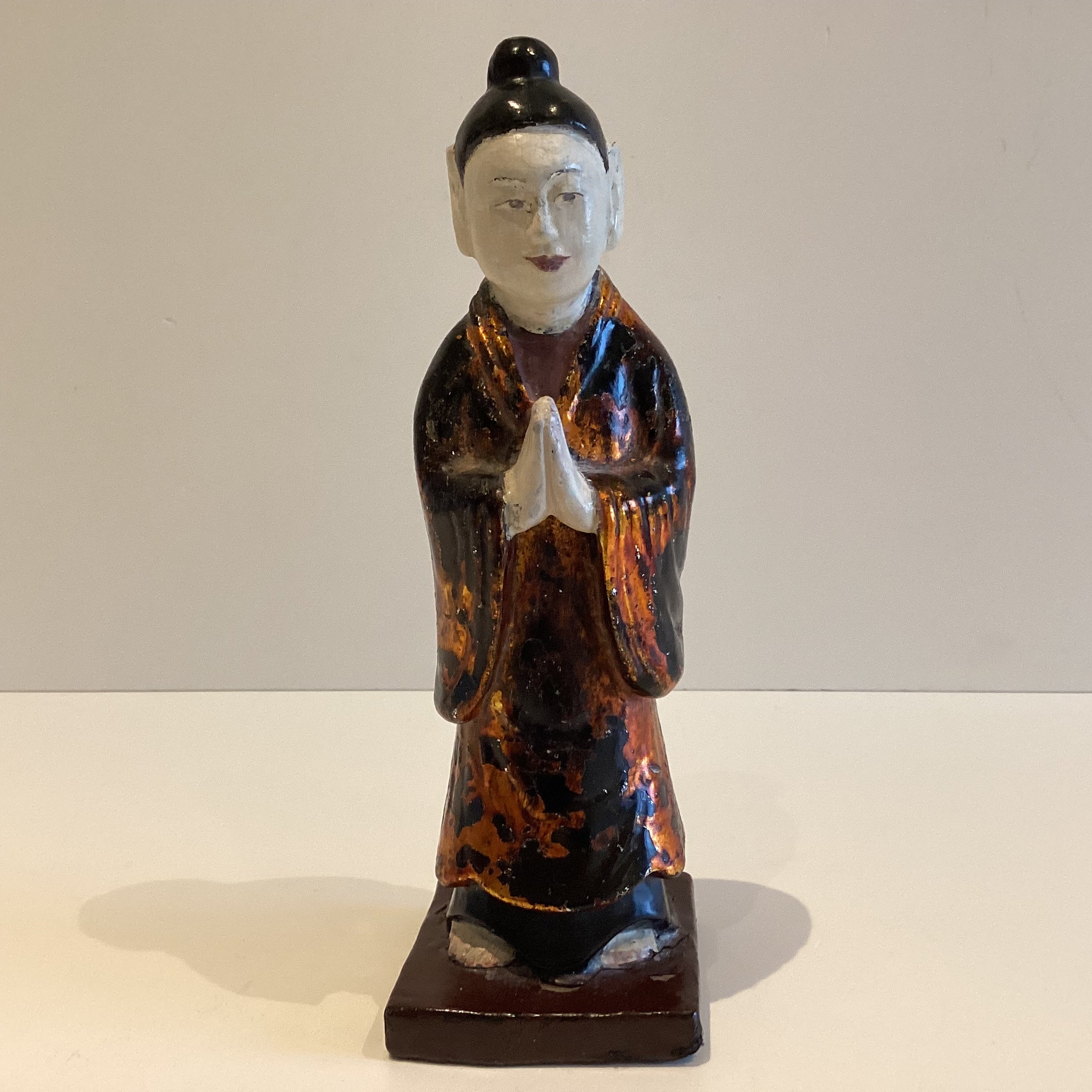 Antique Chinese Sculpture | Late 1800s Qing Dynasty Wooden Figurine — photo 4 of 8