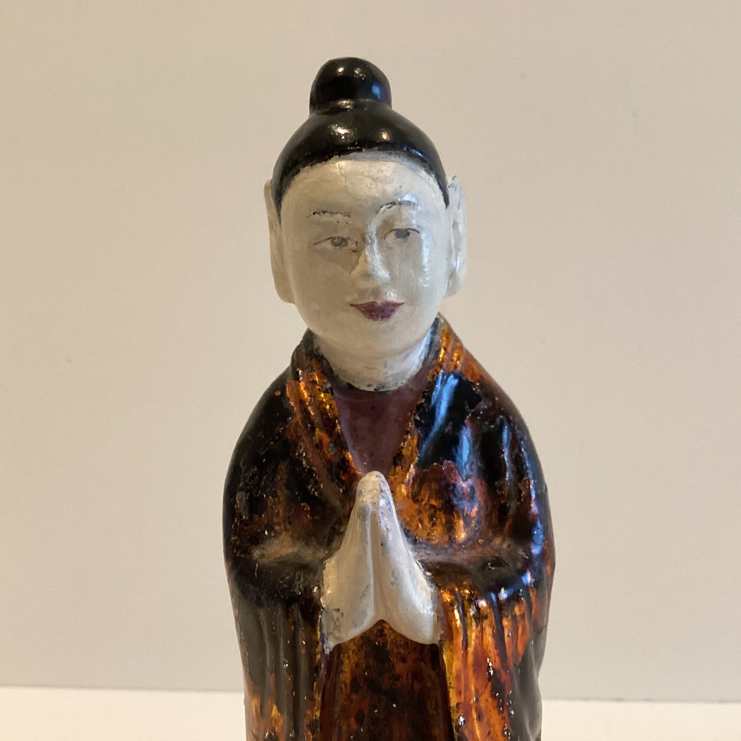 Antique Chinese Sculpture | Late 1800s Qing Dynasty Wooden Figurine — photo 5 of 8