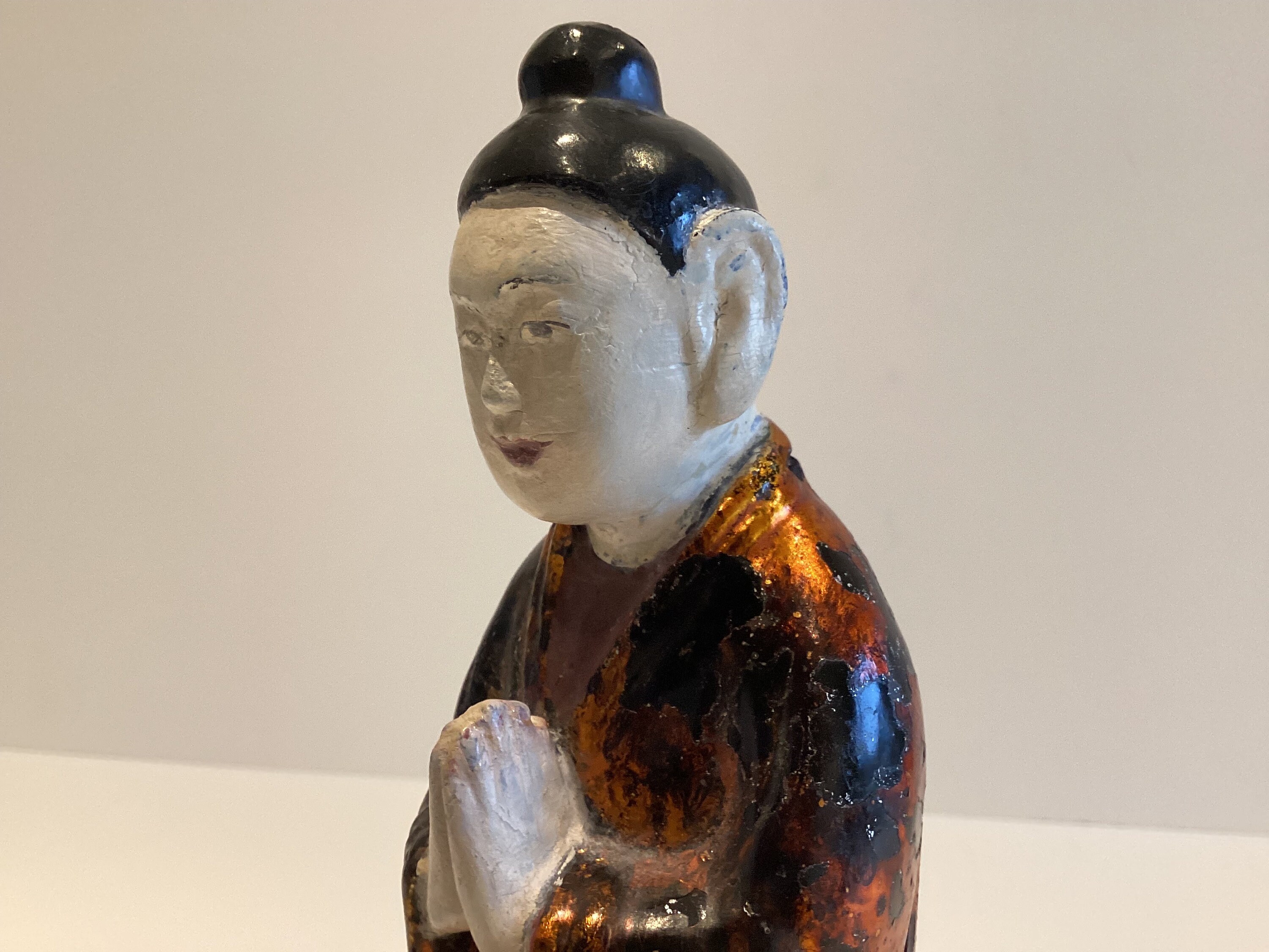 Antique Chinese Sculpture | Late 1800s Qing Dynasty Wooden Figurine — photo 6 of 8