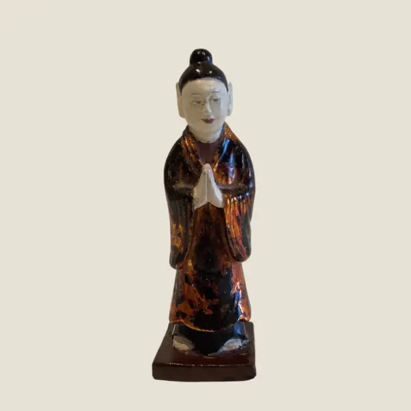 Antique Chinese Sculpture | Late 1800s Qing Dynasty Wooden Figurine