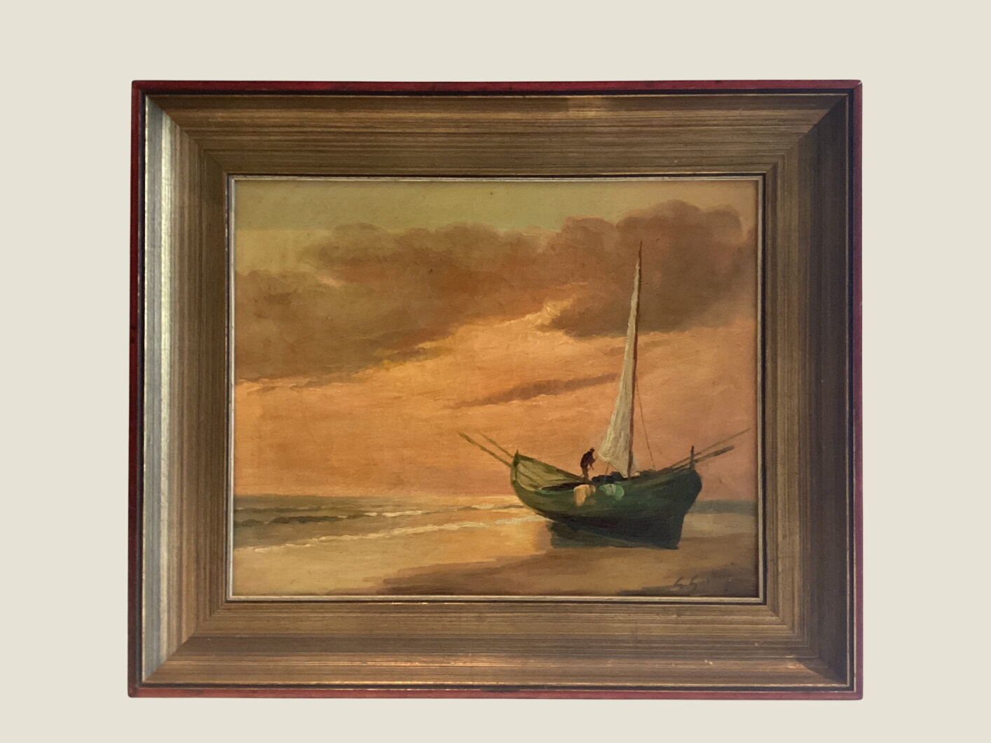 Antique Painting | G Sartori Italian Venice Seascape, Oil on Canvas
