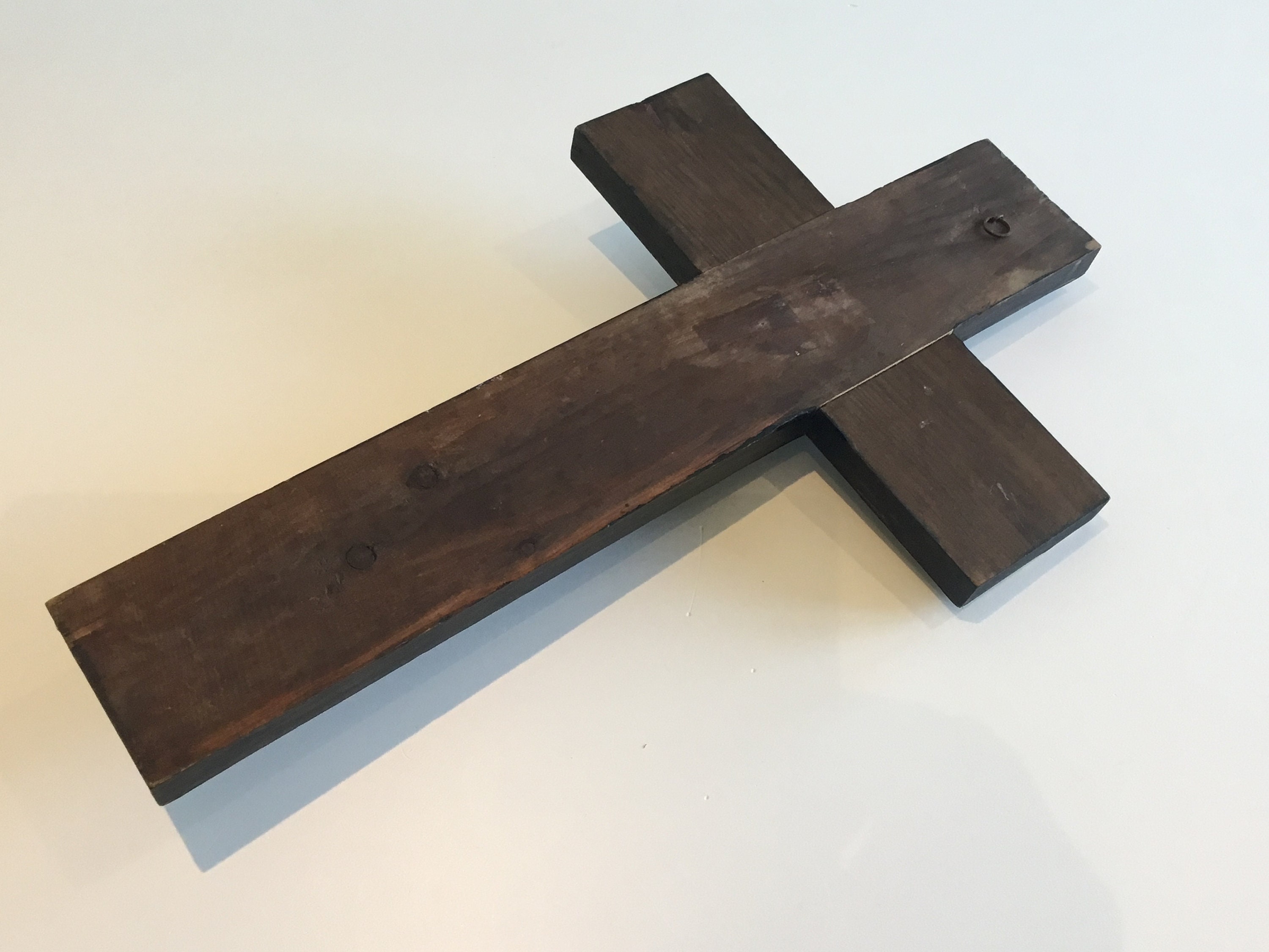 Vintage Crucifix | 1930s Spanish Antique, Patinated Metal Christ on Exotic Wood Cross — photo 6 of 6