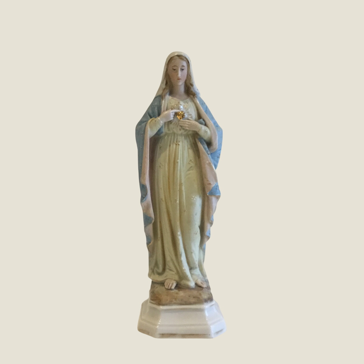 Vintage Statue 1930s|  Sacred Heart Porcelain Figurine, Religious Art Made In France