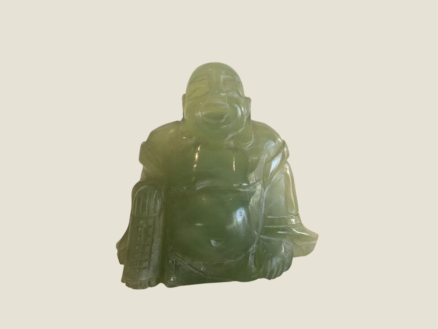 Buddha Sculpture in Serpentine Stone (1950s) Hand-Carved Chinese Figurine