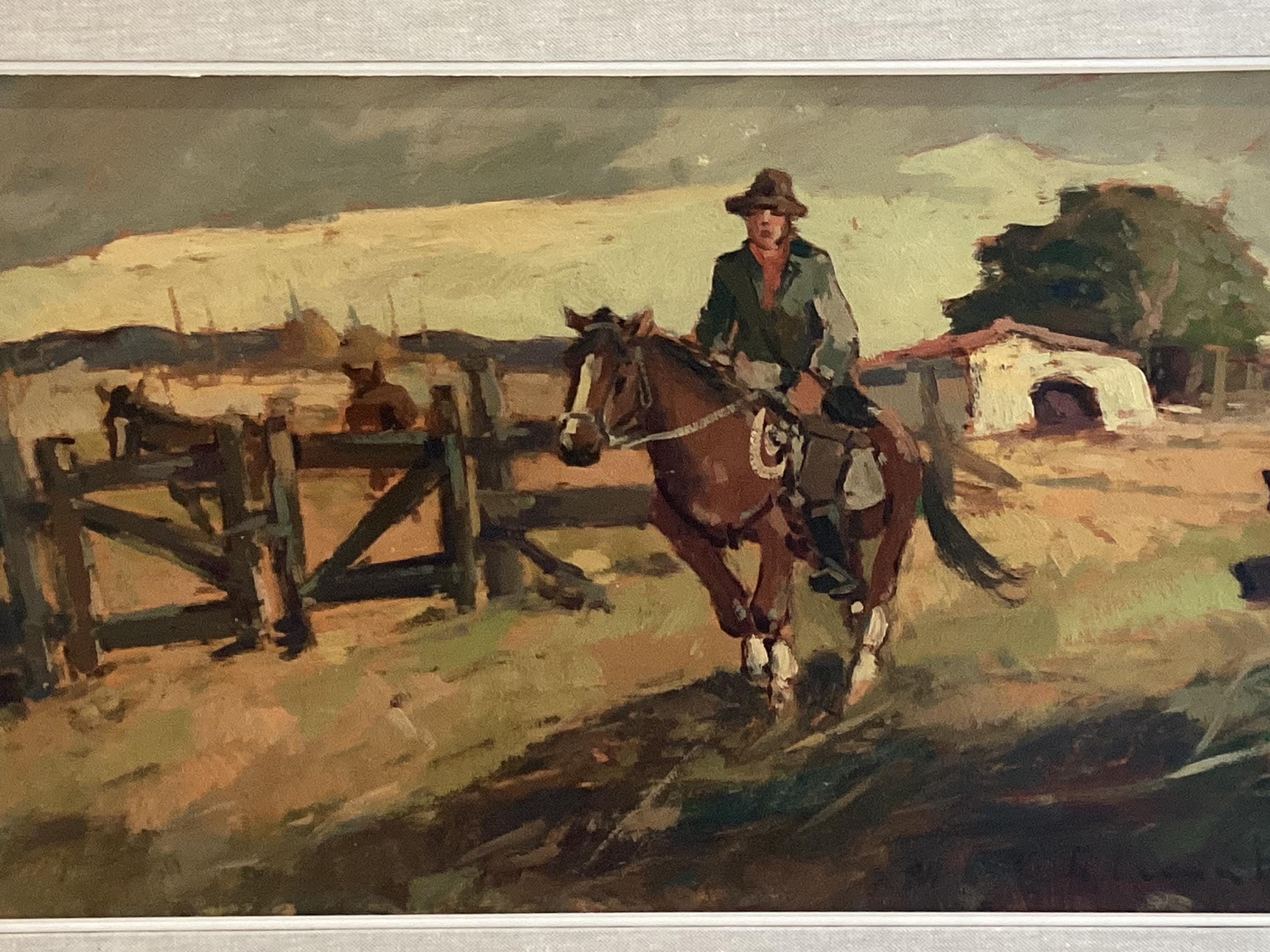 Vintage Italian Painting – Buttero on Horseback (1960s) by Renzo Martini — photo 3 of 10