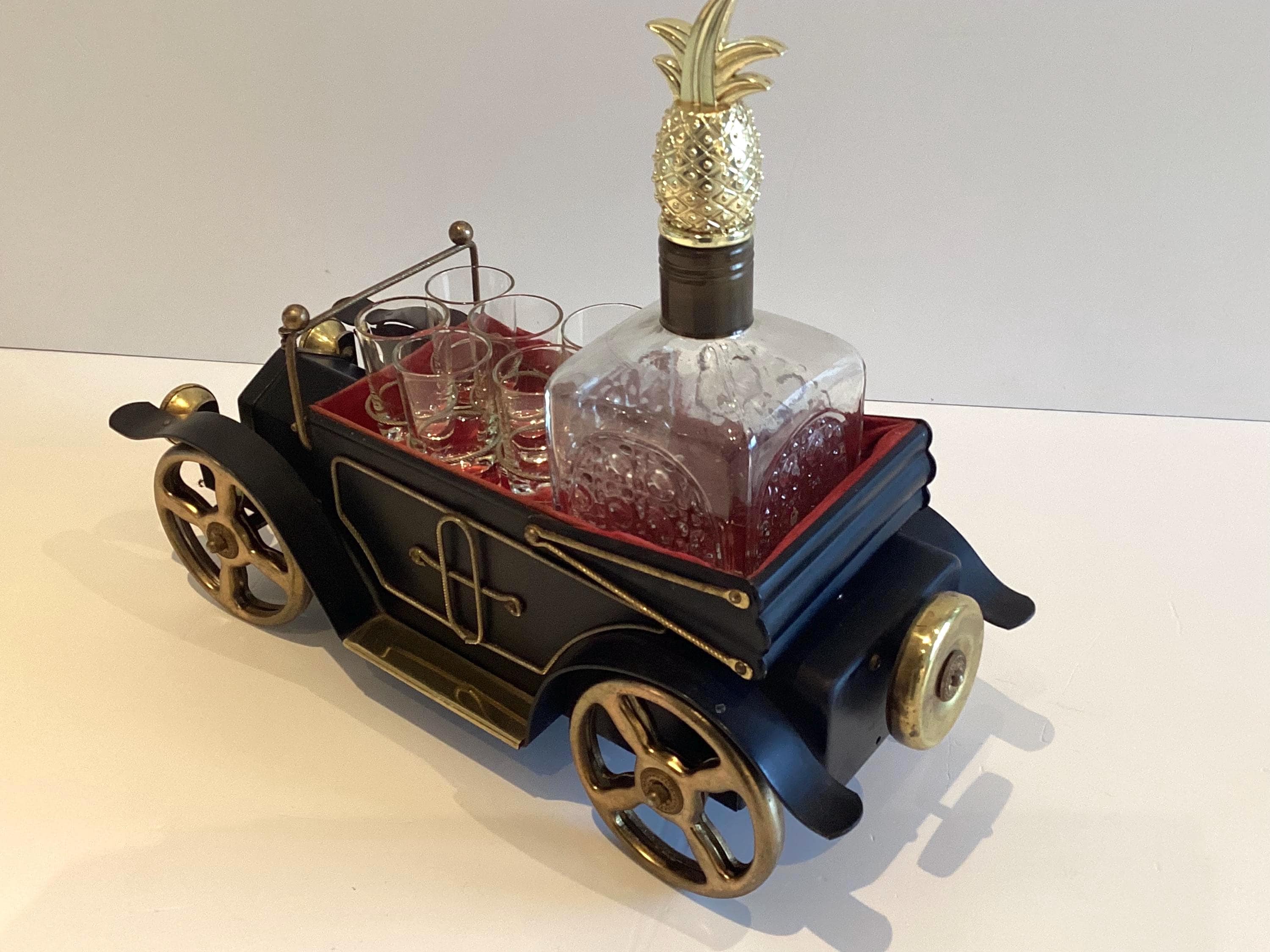 Vintage Car Bar Set | 1960s Japanese Music Box Decanter With 6 Glasses, Working — photo 4 of 11