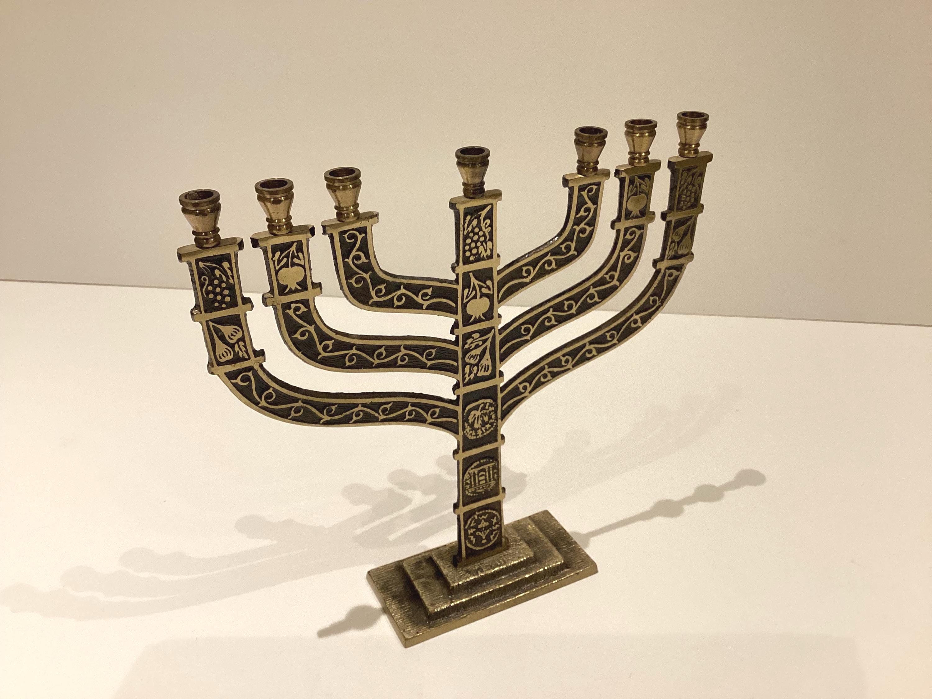 Vintage Menorah | 1950s Jerusalem Judaica Candelabra, Israel TO04 Marked — photo 2 of 7