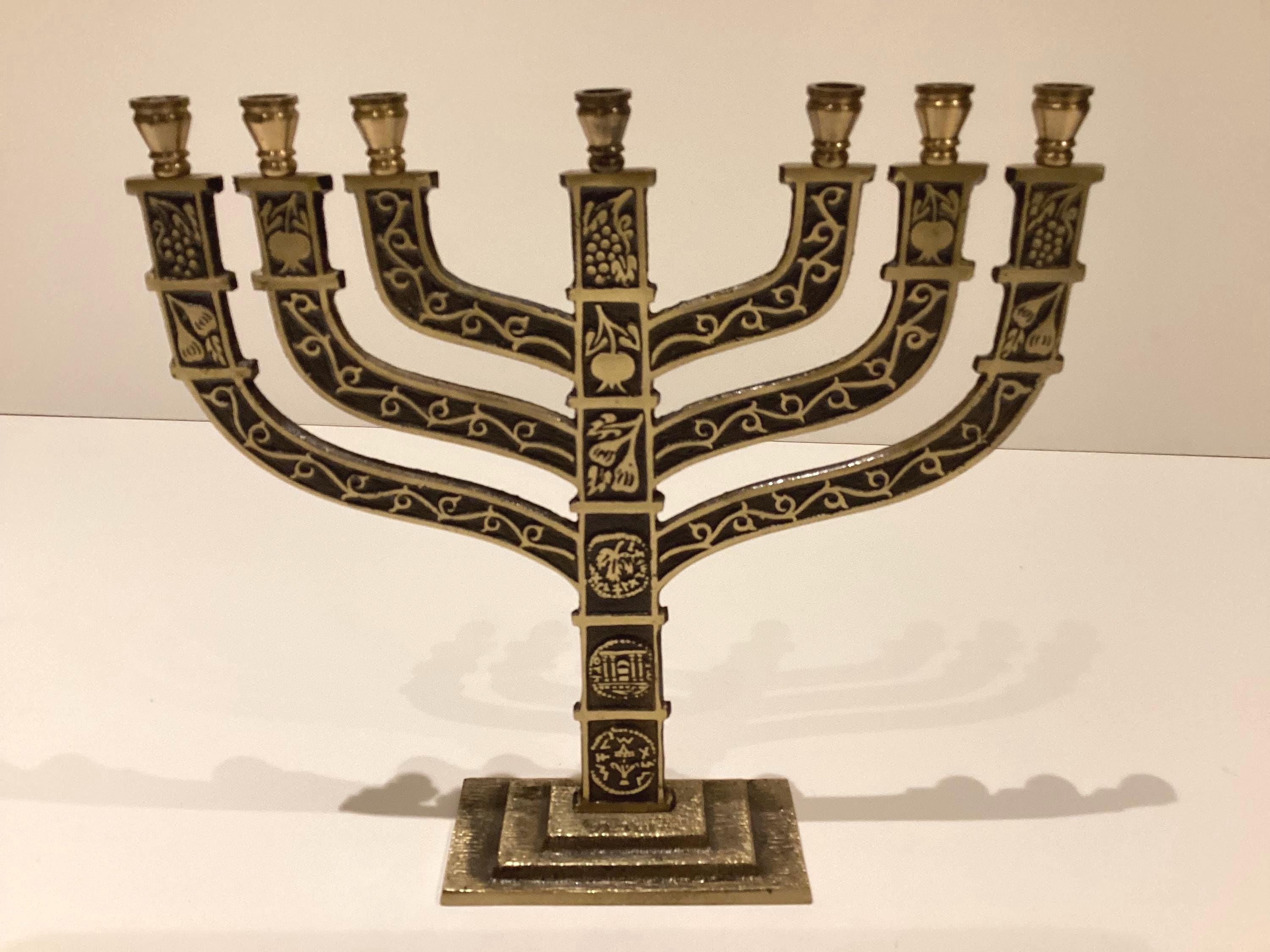 Vintage Menorah | 1950s Jerusalem Judaica Candelabra, Israel TO04 Marked — photo 4 of 7