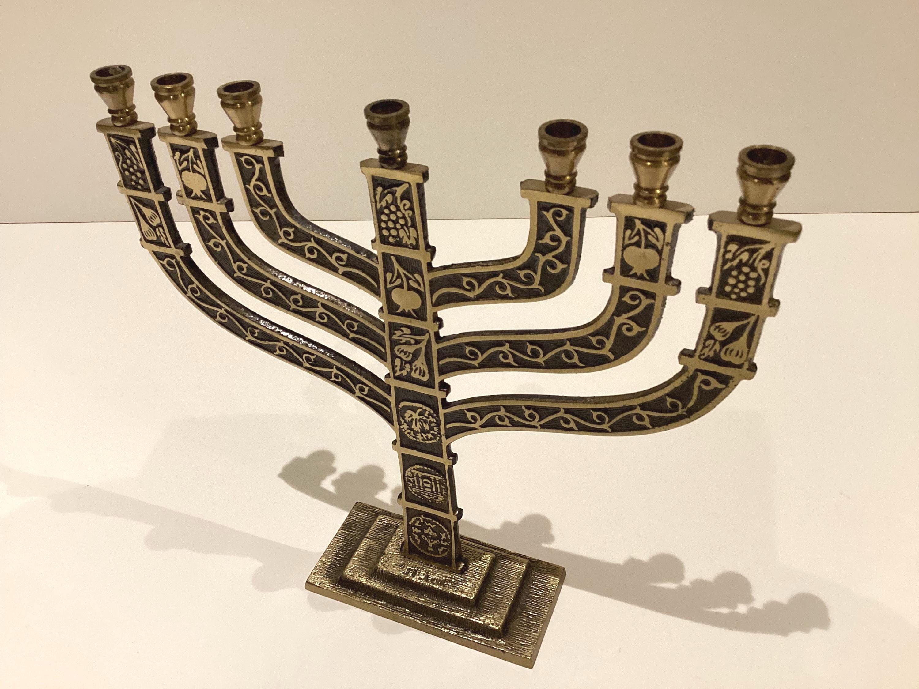 Vintage Menorah | 1950s Jerusalem Judaica Candelabra, Israel TO04 Marked — photo 5 of 7