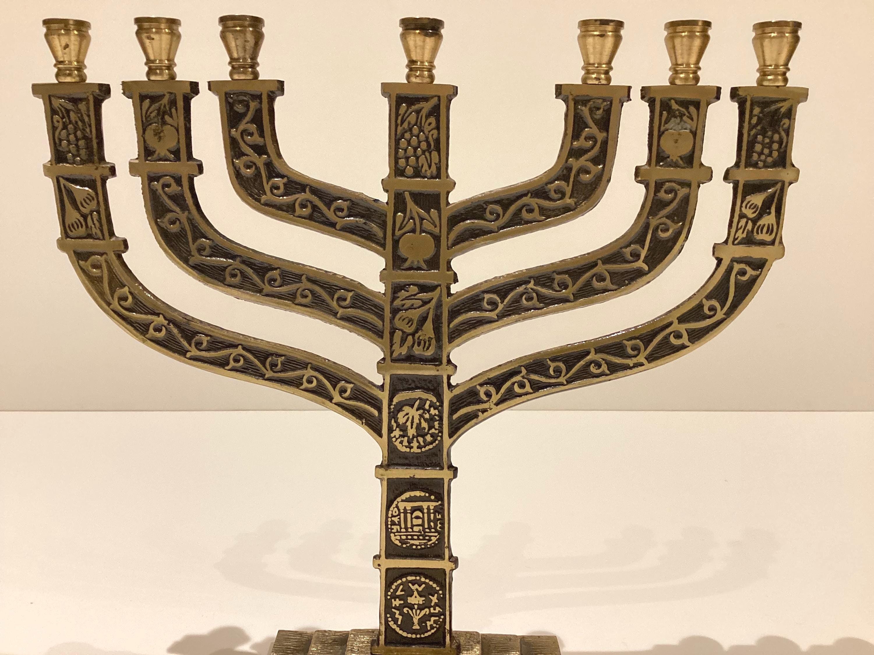 Vintage Menorah | 1950s Jerusalem Judaica Candelabra, Israel TO04 Marked — photo 6 of 7