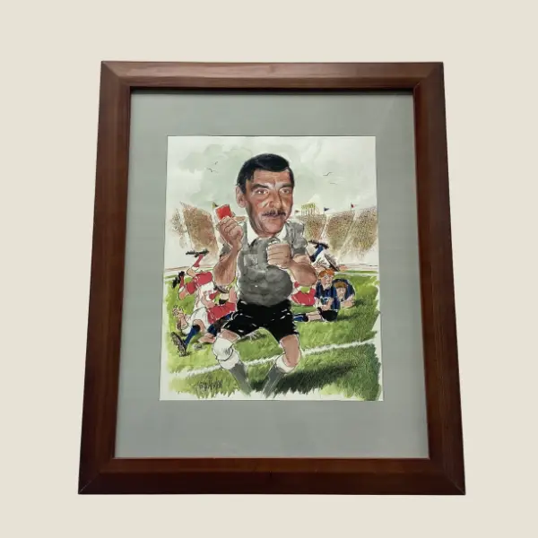Vintage Art | Caricature 1999  De Backer Jean Belgium, Hand Painted Mixed Media Framed