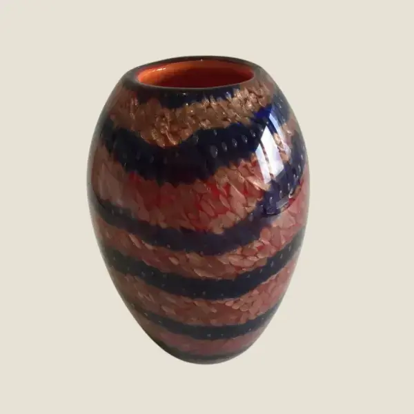 Murano Glass Vase Sommerso Aventurine Heavy Vintage Art Glass Italy 1960s