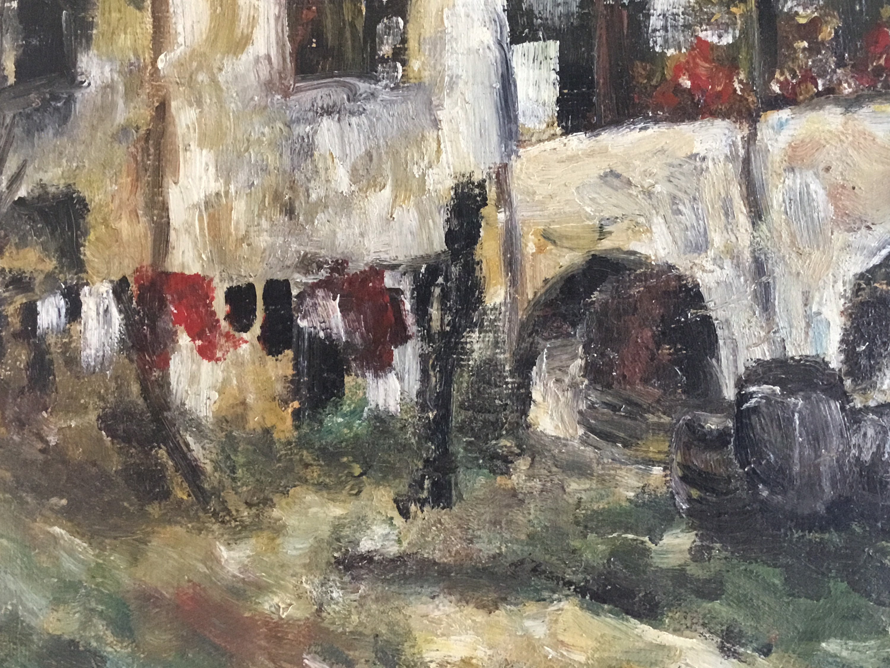 Vintage Landscape Painting | 1930s Romanian Country House, Oil on Cardboard Folk Art — photo 5 of 11