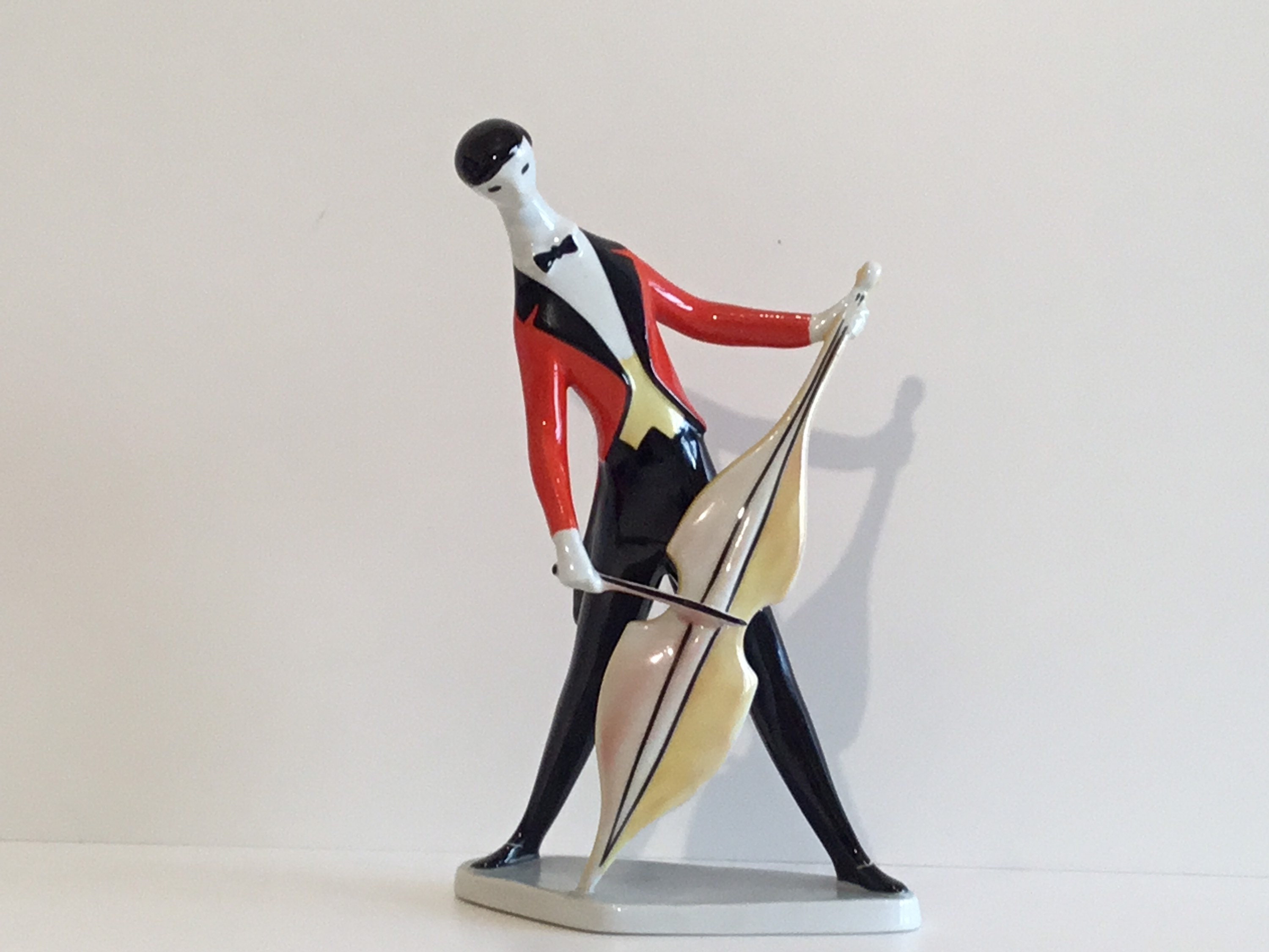 Vintage Porcelain Figurine | Zsolnay Hungary János Törók "Cello Player" 1960s Design — photo 2 of 11