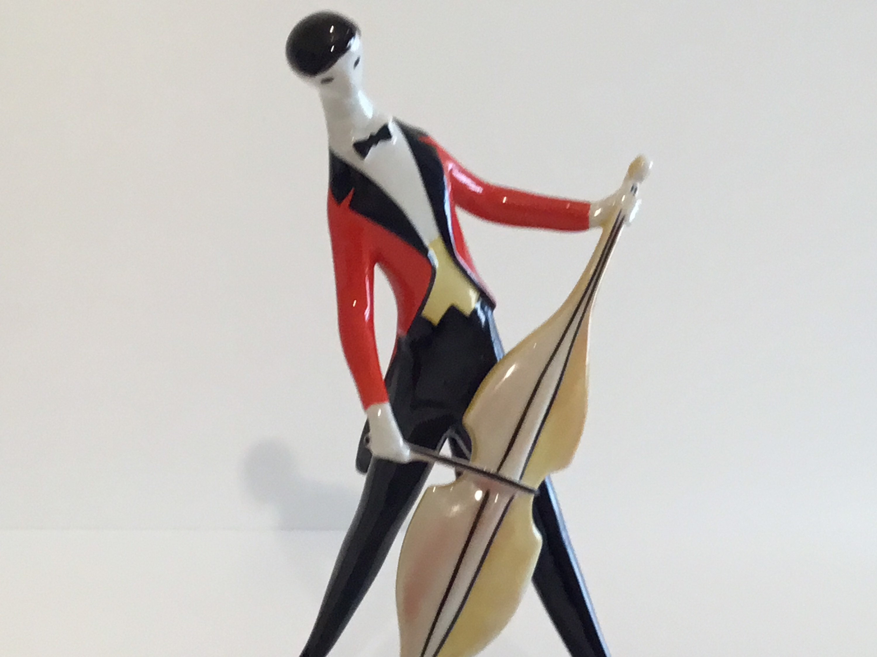 Vintage Porcelain Figurine | Zsolnay Hungary János Törók "Cello Player" 1960s Design — photo 3 of 11