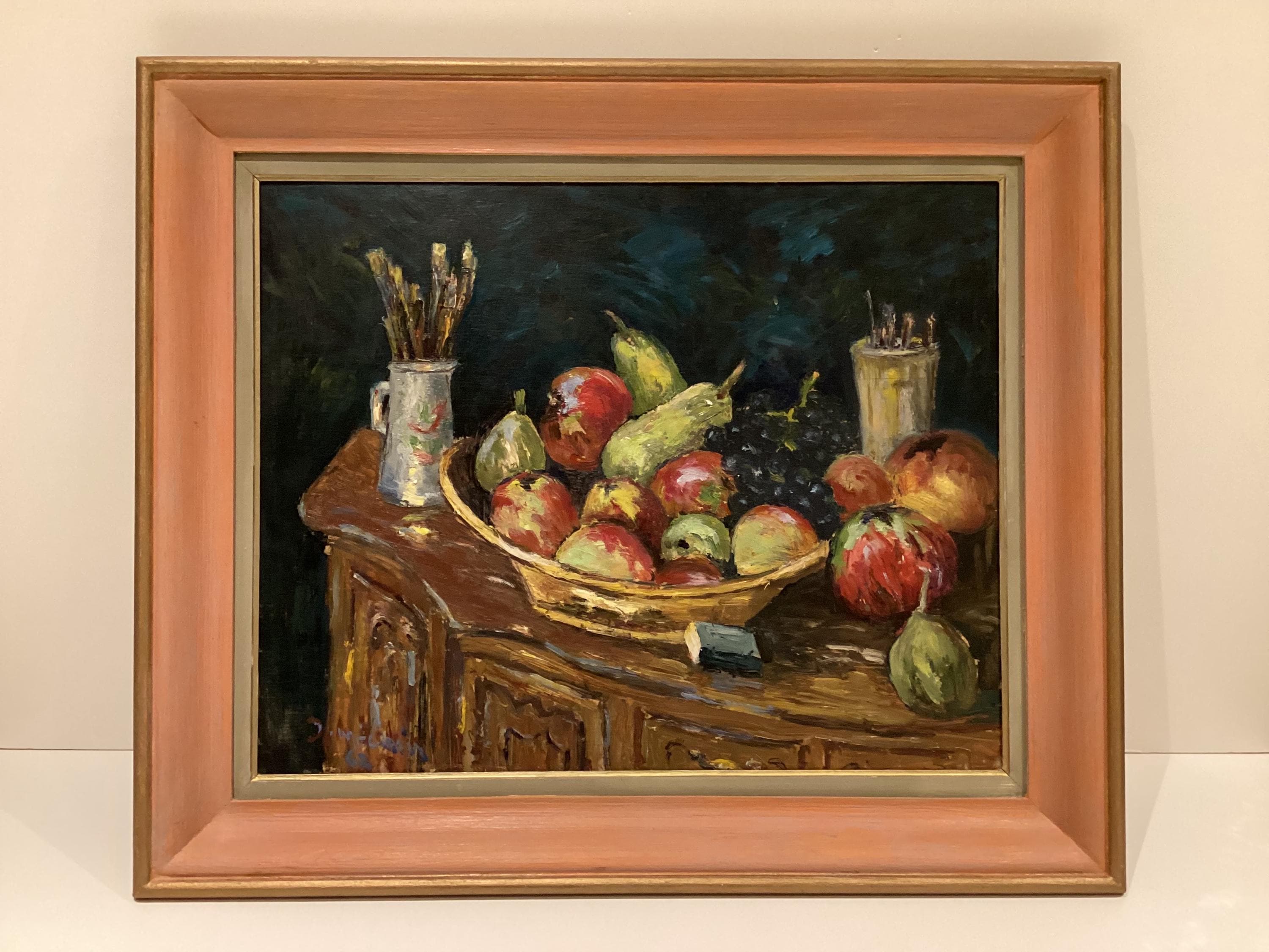 Vintage Painting | Negri 1962  Still Life Oil on Wood, Framed Italian-French Art — photo 2 of 9