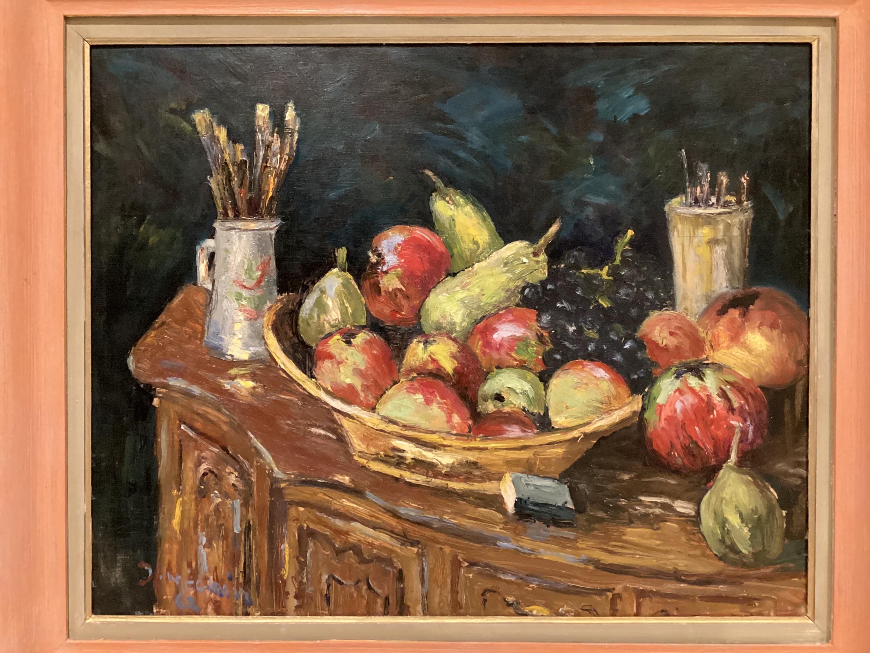 Vintage Painting | Negri 1962  Still Life Oil on Wood, Framed Italian-French Art — photo 4 of 9