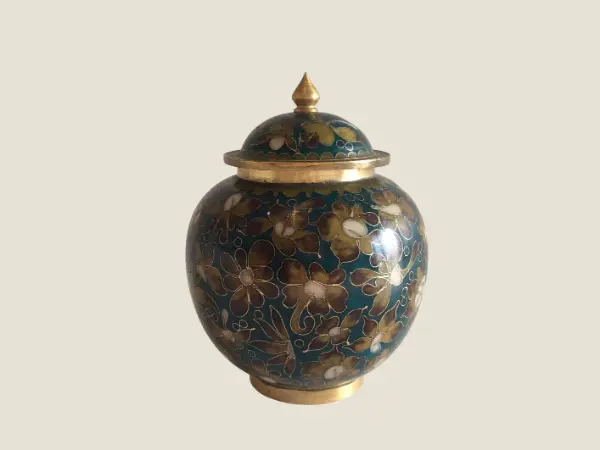 Vintage Cloisonné Box | 1950s Chinese Enamel Lidded Bowl, Decorative Collectible