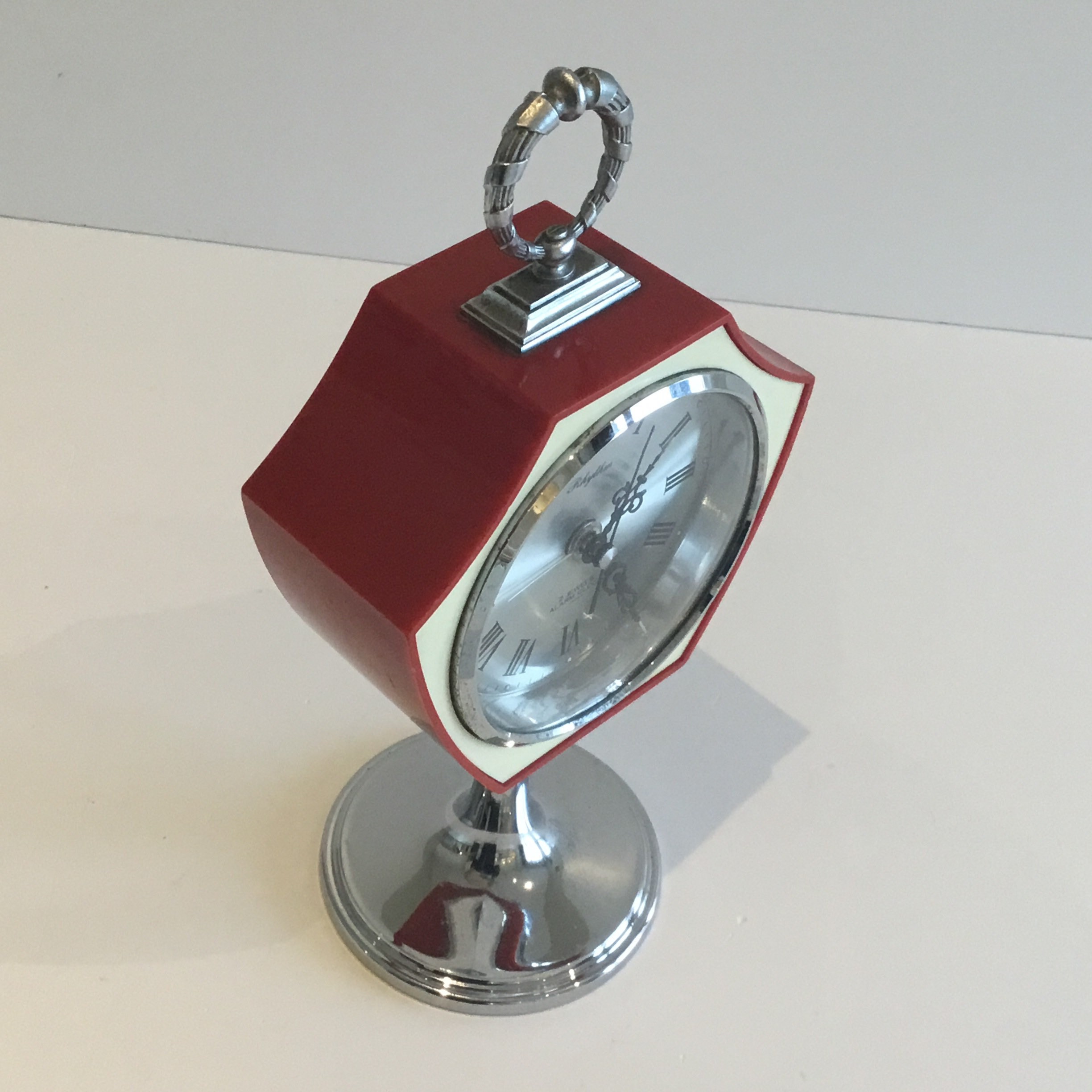 Vintage Alarm Clock | Rhythm Japan 1960s Mechanical, 2-Jewel Movement Silver Dial — photo 5 of 10