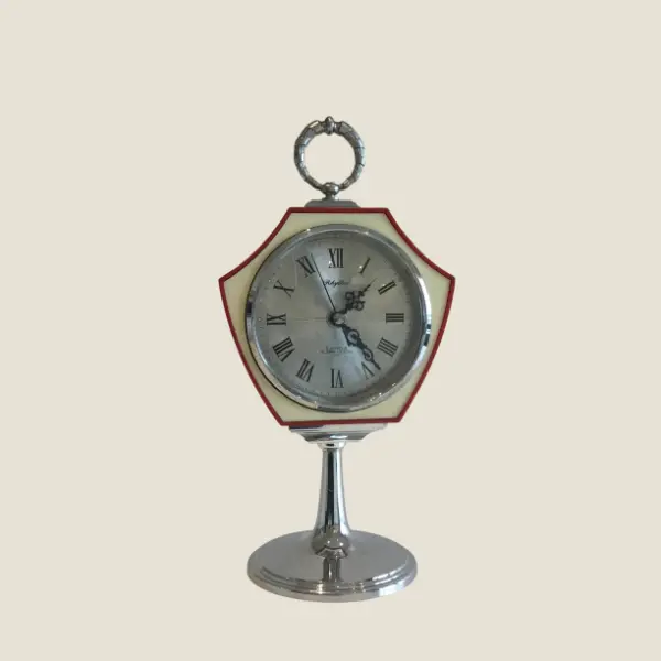 Vintage Alarm Clock | Rhythm Japan 1960s Mechanical, 2-Jewel Movement Silver Dial