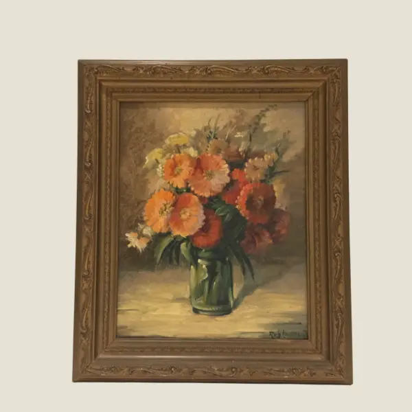 Vintage Painting – Mixed Floral Composition (1960s) Robert Lombaert