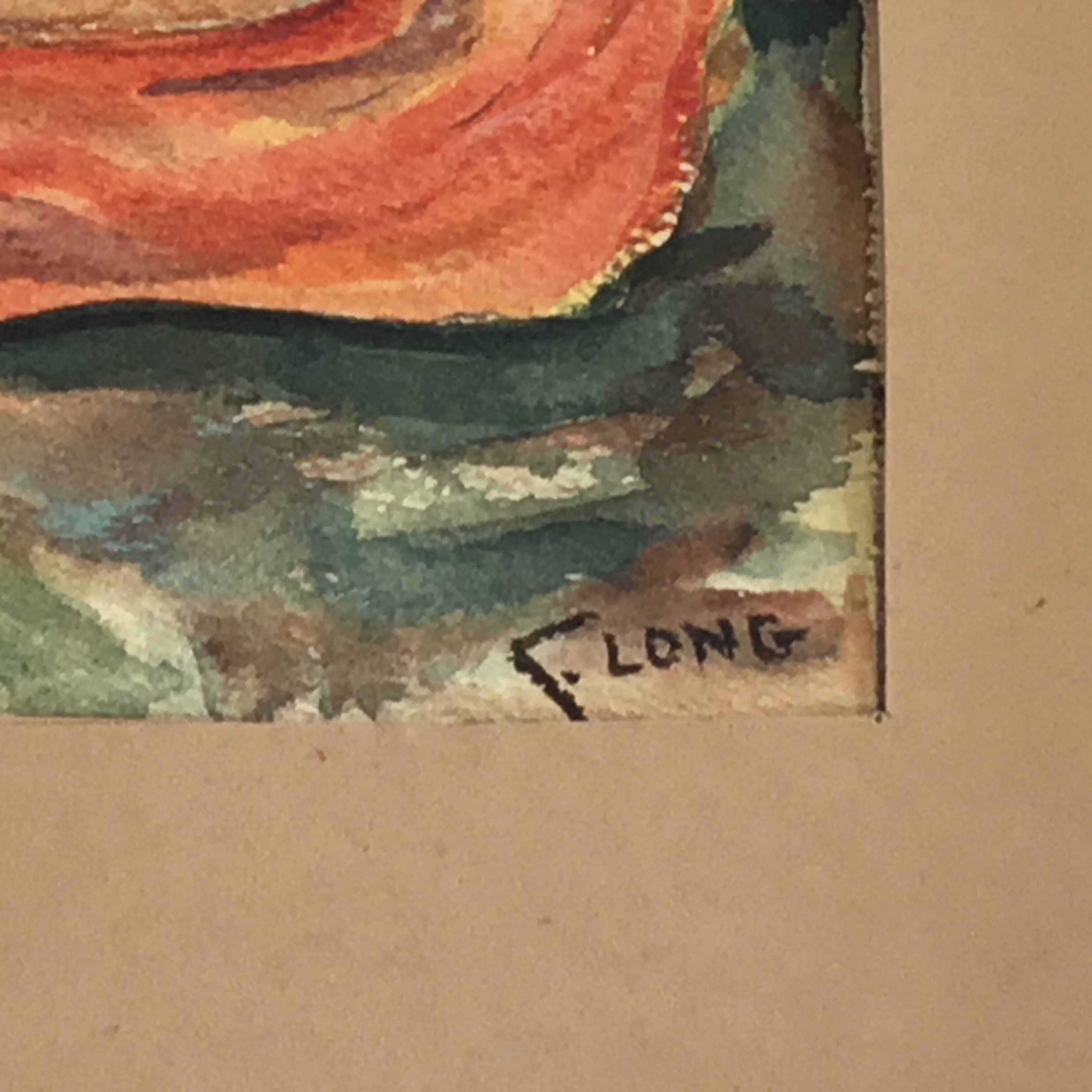 Vintage Painting | Hand Painted  Woman Gouche/Watercolor (1930s) Long Artist — photo 9 of 11