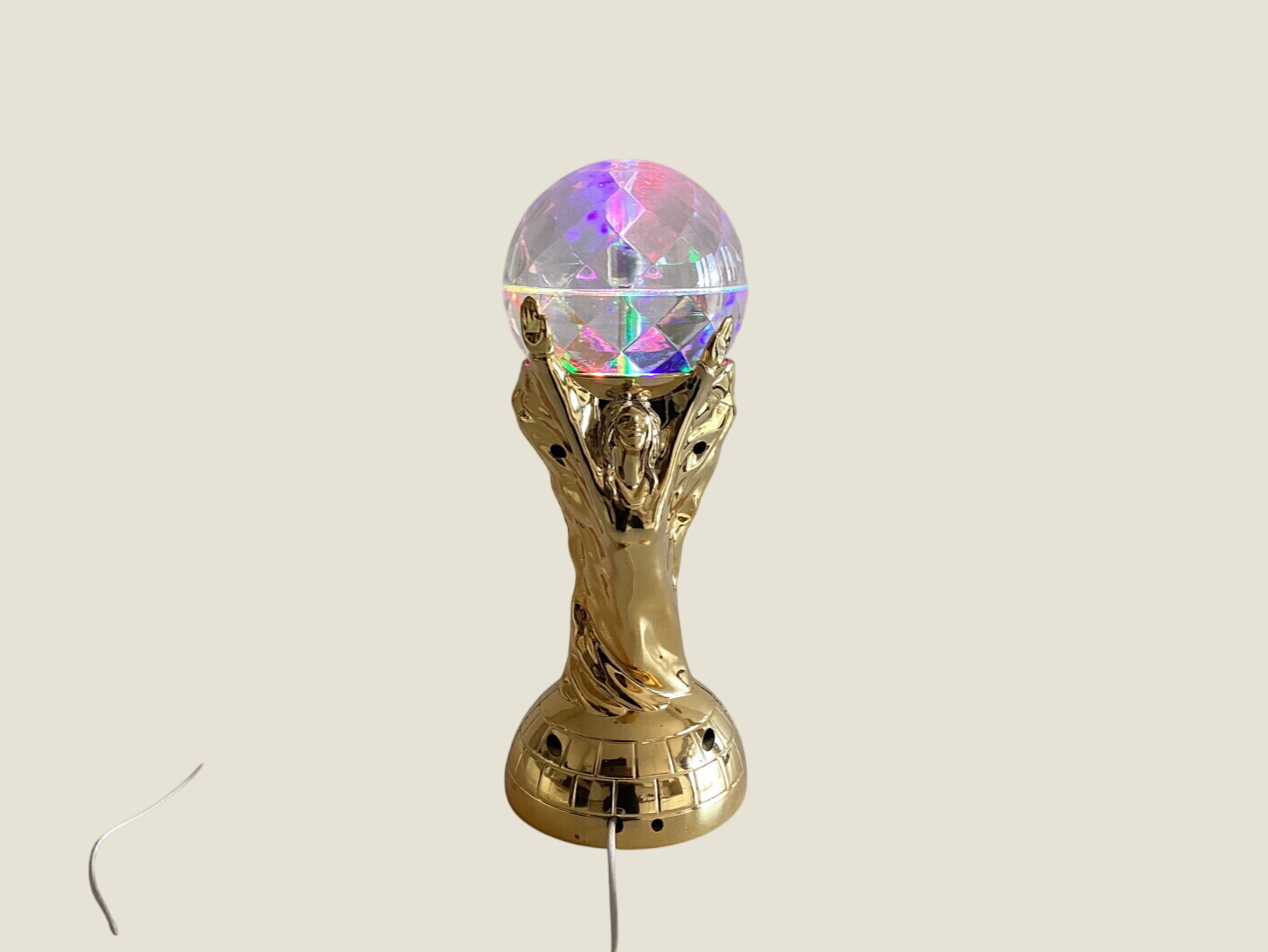 Vintage Psychedelic Lamp | 1970s Italian World Cup Design, Rotating Prism Light Effect