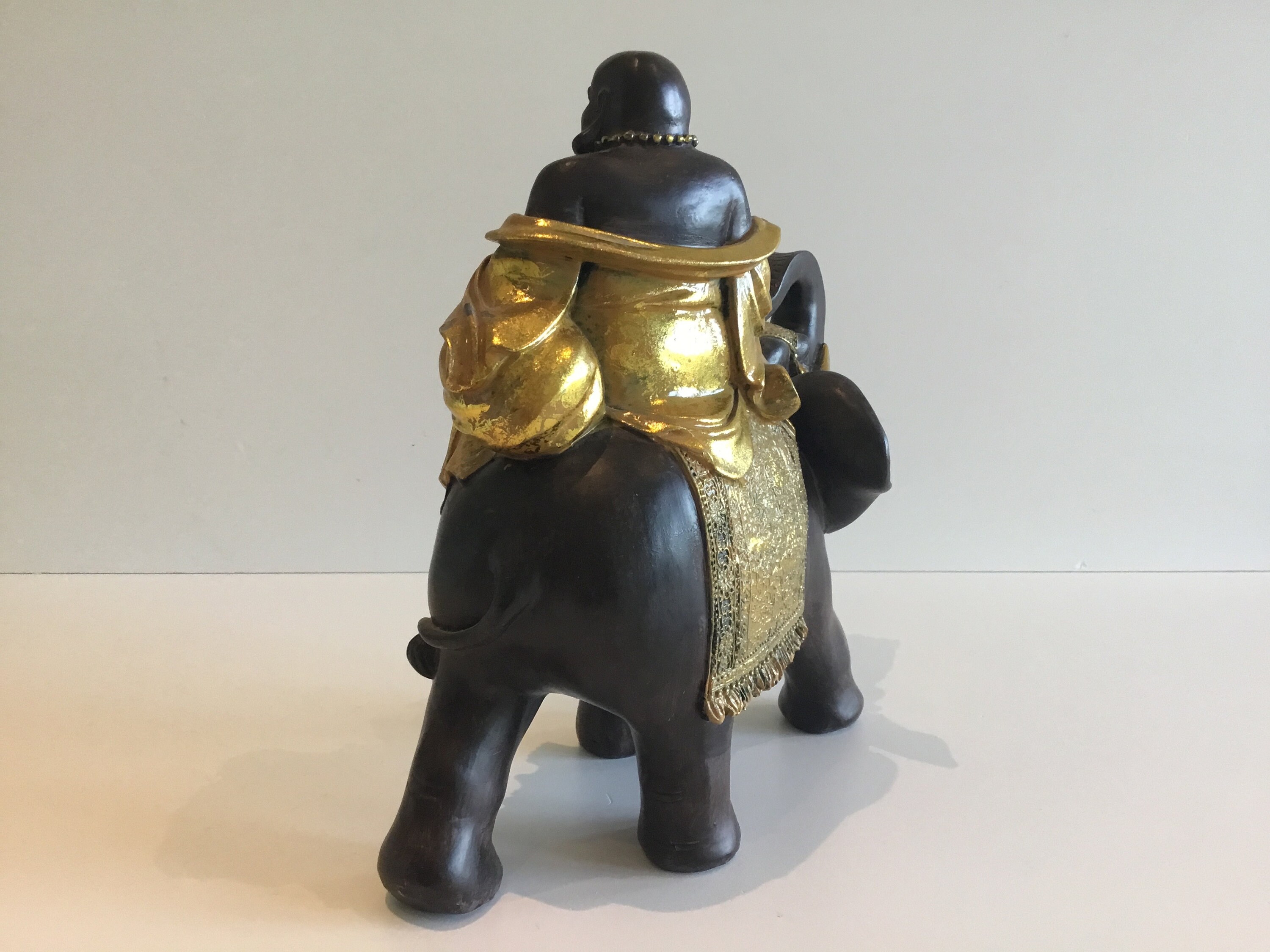 Vintage Buddha on Elephant Resin Sculpture 1970s Made in China — photo 5 of 9