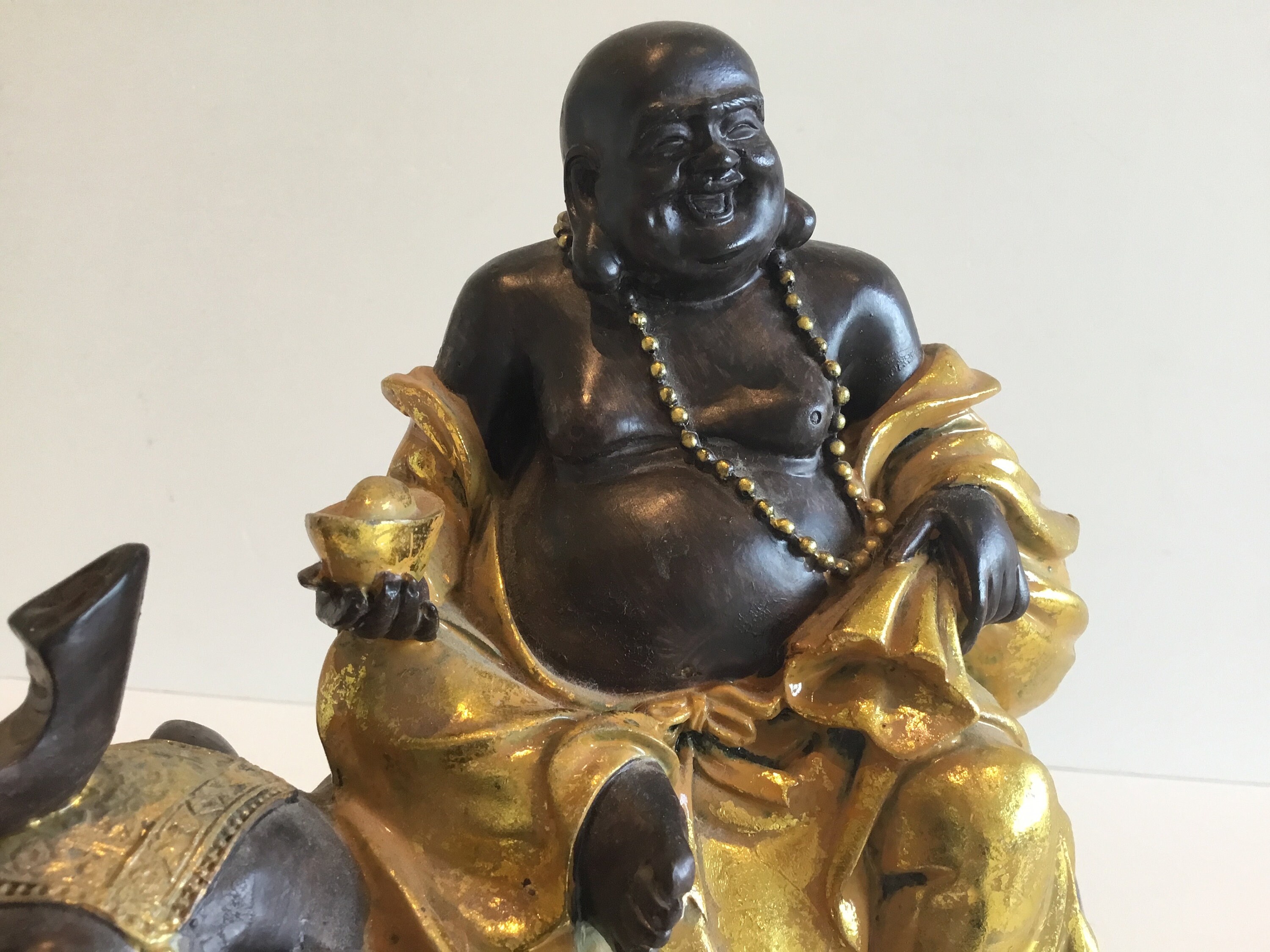 Vintage Buddha on Elephant Resin Sculpture 1970s Made in China — photo 8 of 9
