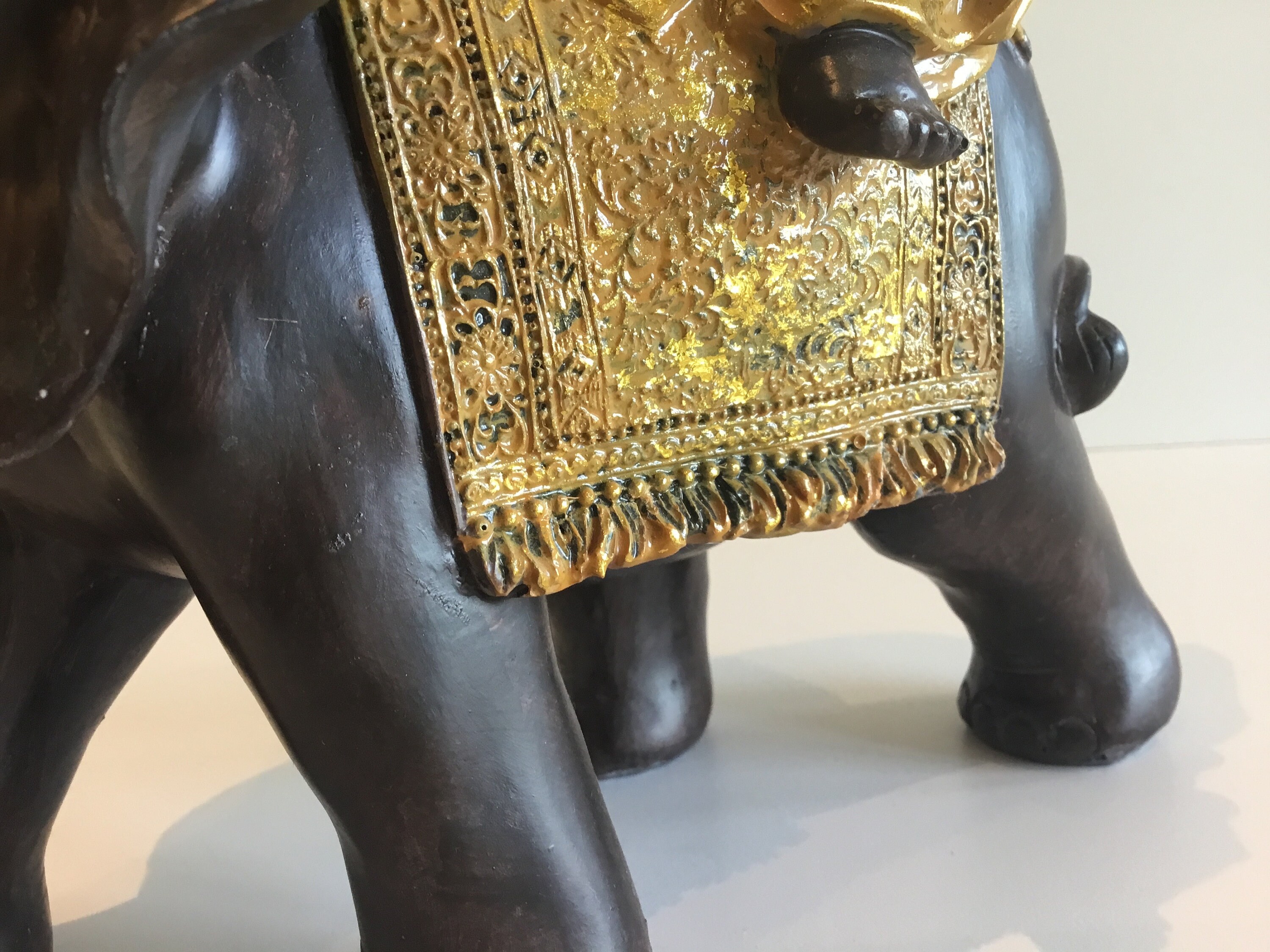 Vintage Buddha on Elephant Resin Sculpture 1970s Made in China — photo 9 of 9