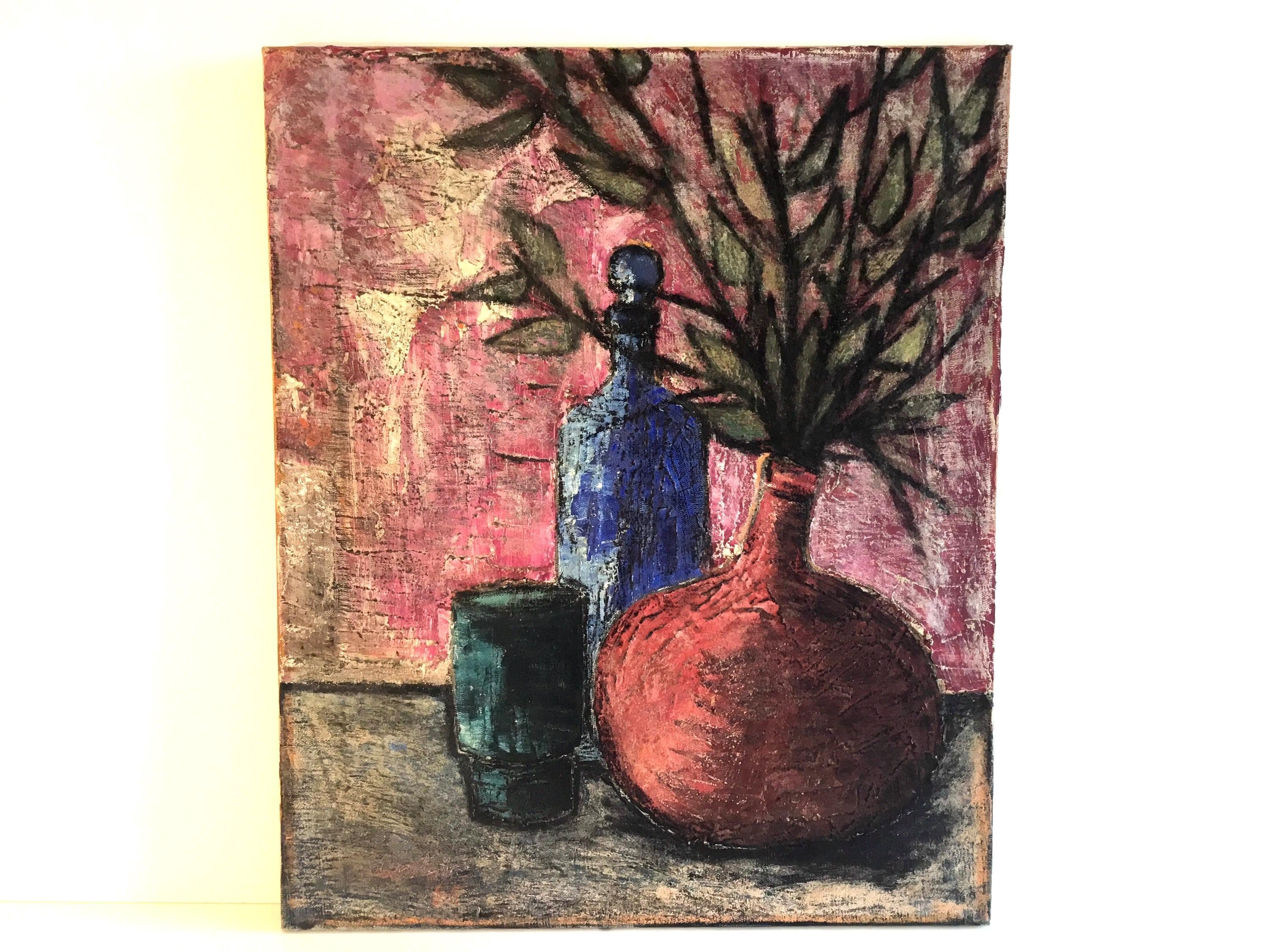 Vintage Floral Painting | 1965 Piet Devolder Belgian Artist, Signed Oil on Canvas — photo 2 of 7